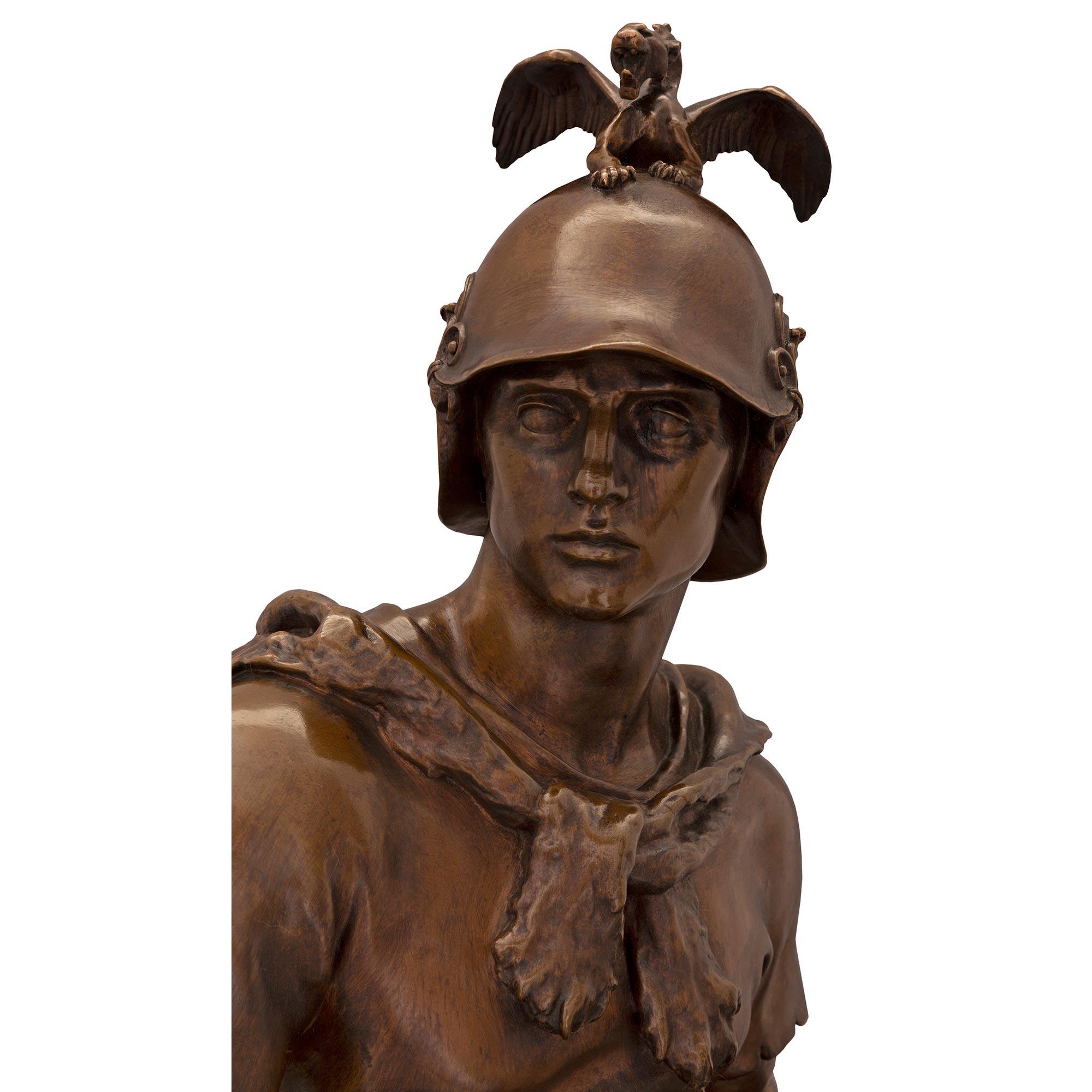 French 19th Century Patinated Bronze Statue Signed P. Dubois And F. Barbedienne For Sale 1