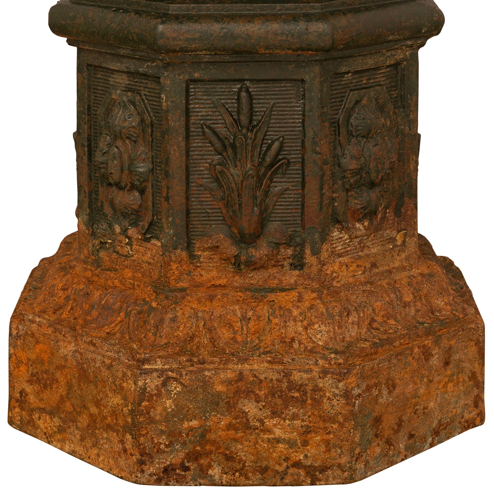 French 19th Century Patinated Cast Iron Fountain, Signed Salin Fondeur For Sale 8