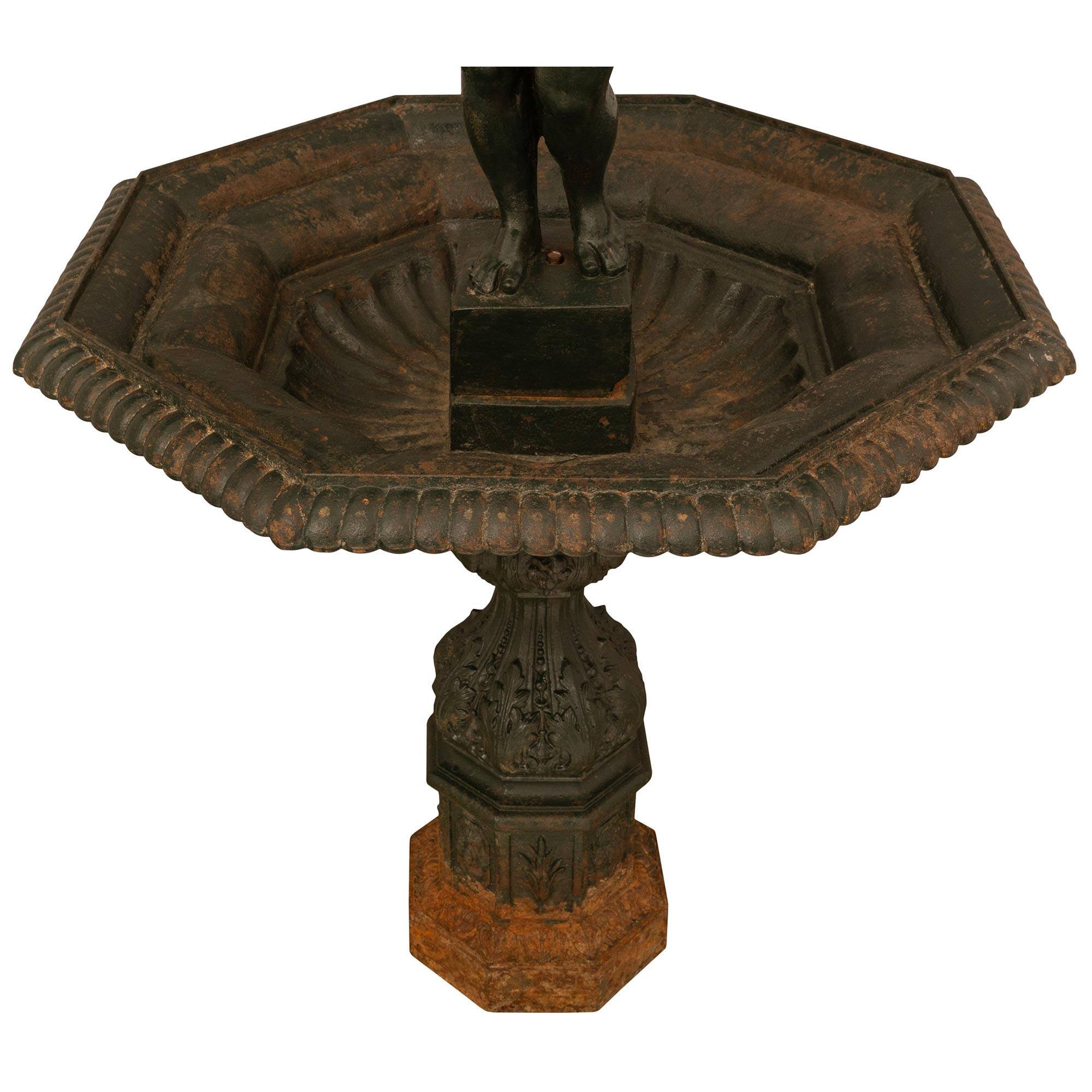 French 19th Century Patinated Cast Iron Fountain, Signed Salin Fondeur For Sale 10