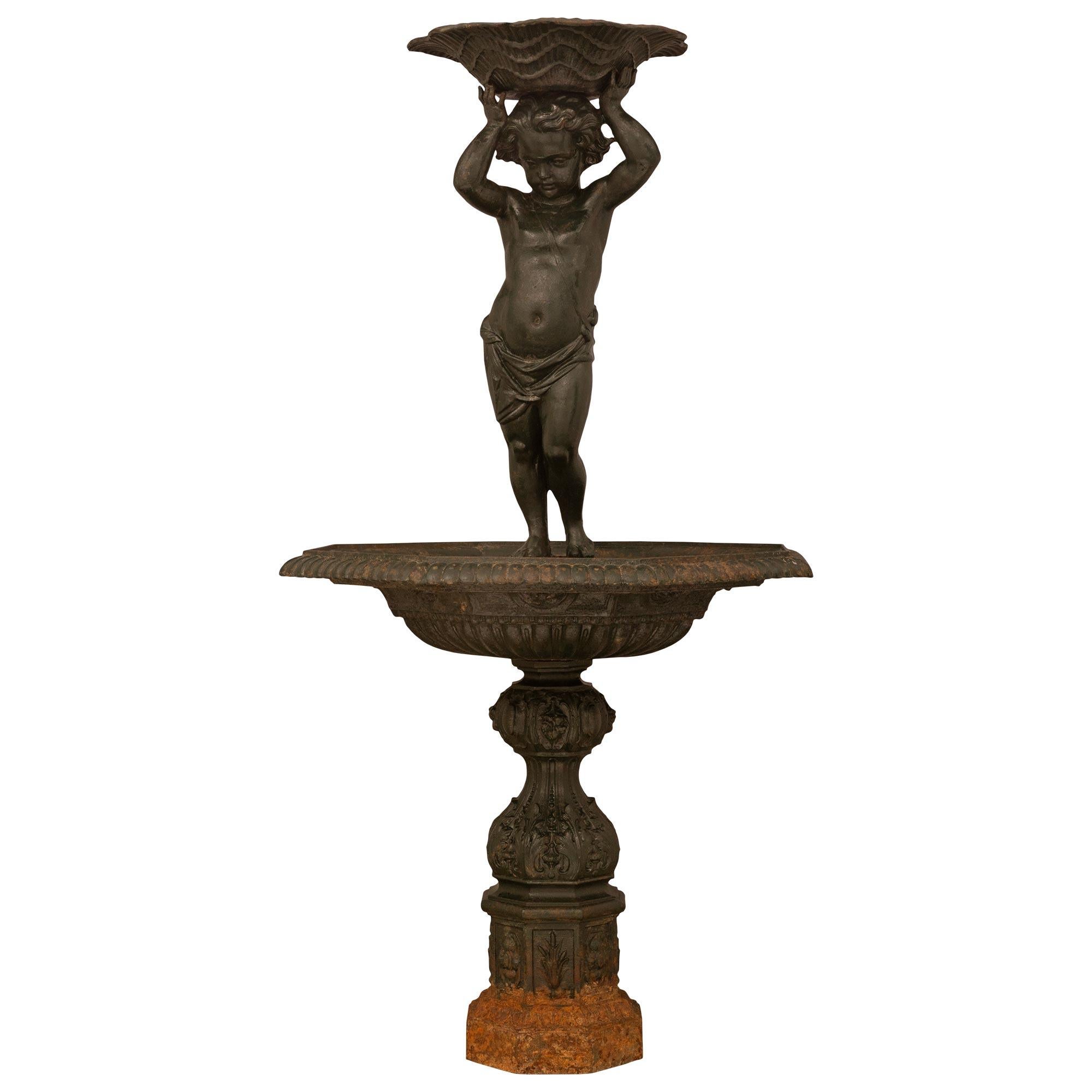 French 19th Century Patinated Cast Iron Fountain, Signed Salin Fondeur For Sale 11