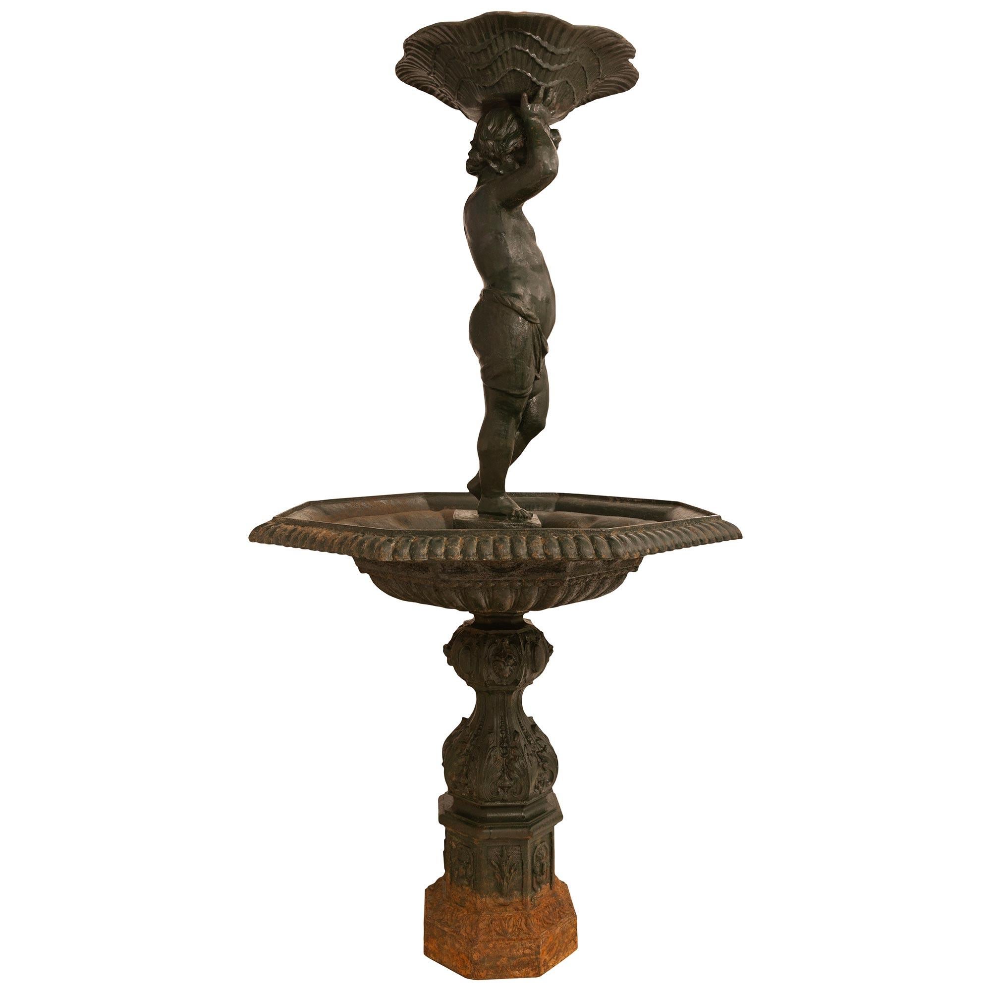 French 19th Century Patinated Cast Iron Fountain, Signed Salin Fondeur For Sale 1