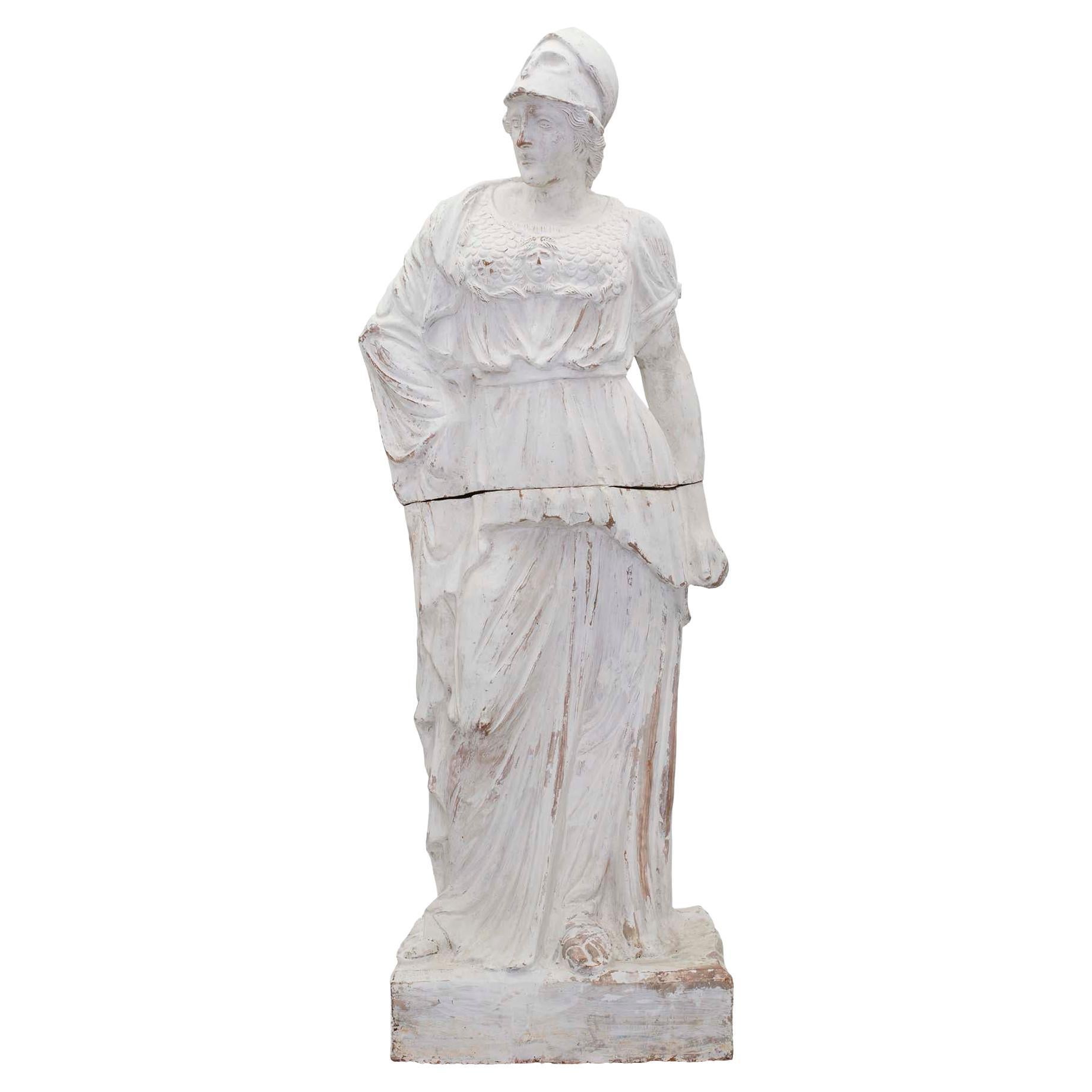 Patinierte Terrakotta-Statue einer Jungfrau aus dem 19. Jahrhundert
