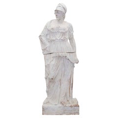 French 19th Century Patinated Terracotta Statue of a Maiden
