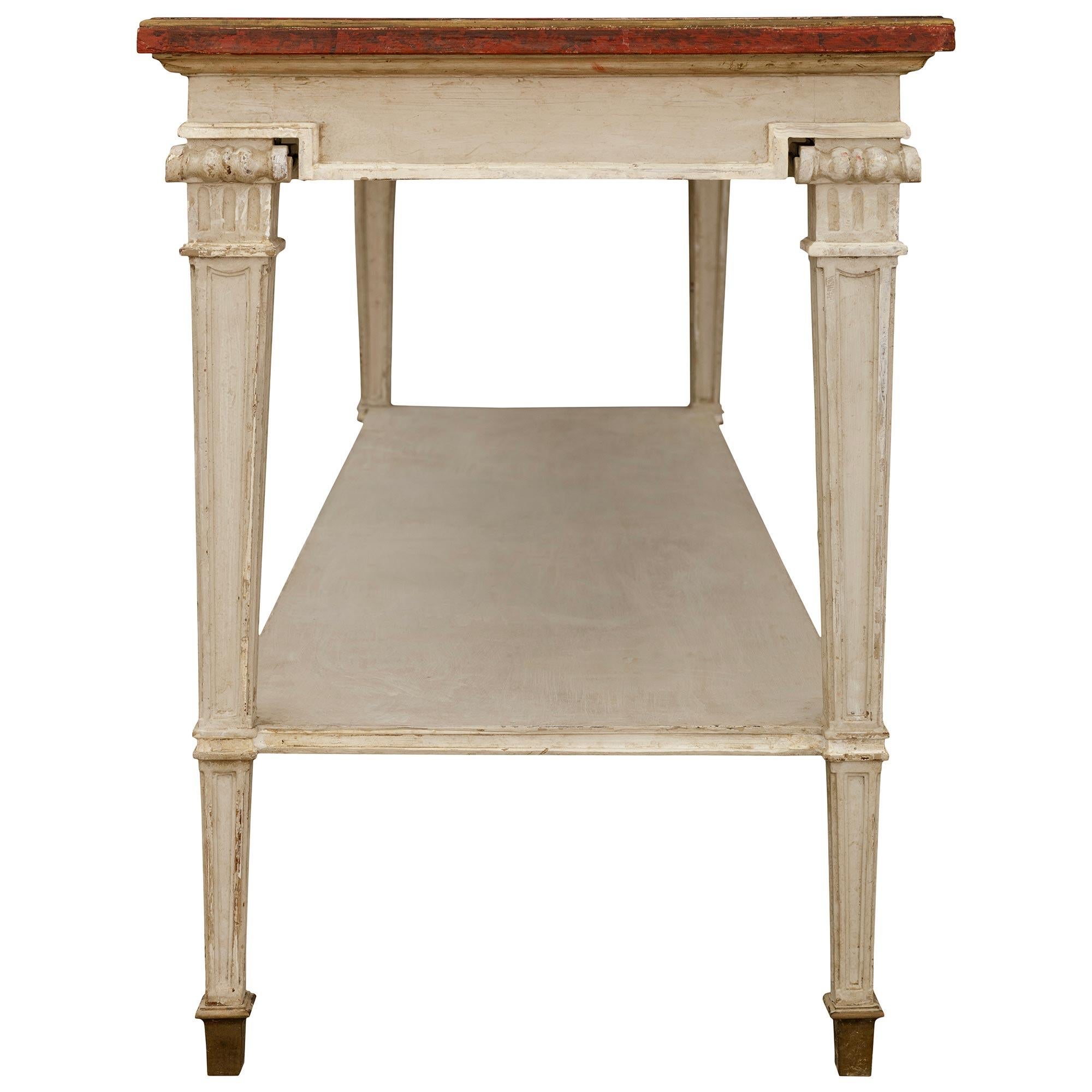 Mesa de centro/servicio francesa del siglo XIX de madera patinada y mármol de imitación Francés en venta