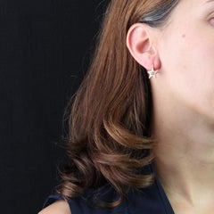 French 19th Century Pearl 18 Karat Rose Gold Lever-Back Star Earrings