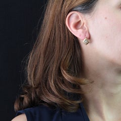 French 19th Century Pearl Diamonds 18 Karat Rose Gold Lever, Back Earrings