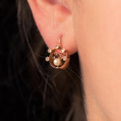 French 19th Century Pearl Diamonds Ruby Drop Earrings