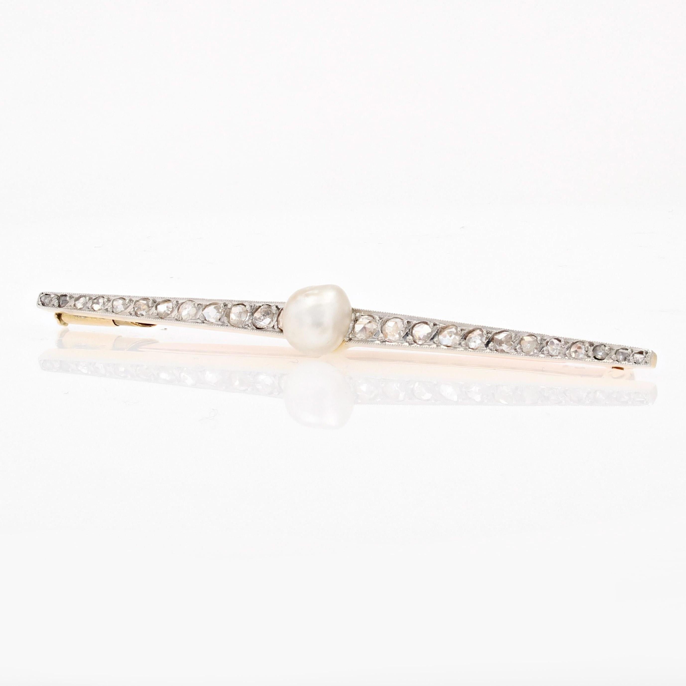 French, 19th Century Pearl Diamonds Yellow Gold Platinum Charles Templier Brooch For Sale 1