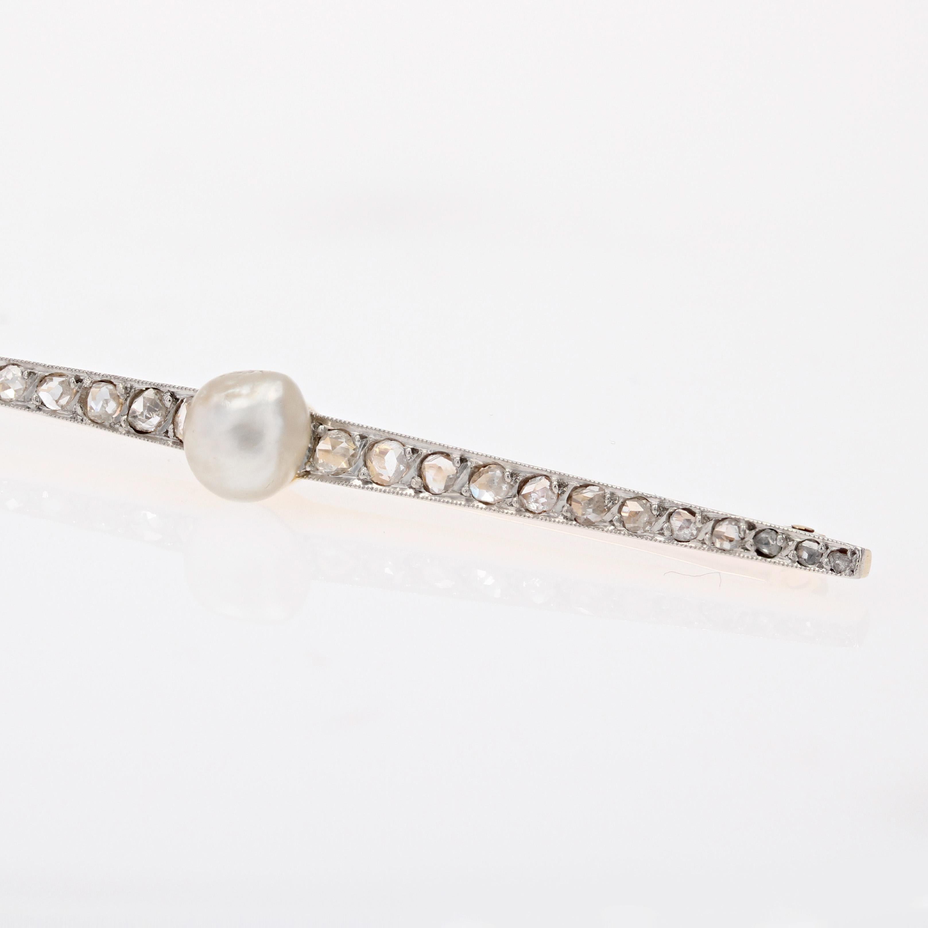 French, 19th Century Pearl Diamonds Yellow Gold Platinum Charles Templier Brooch For Sale 2
