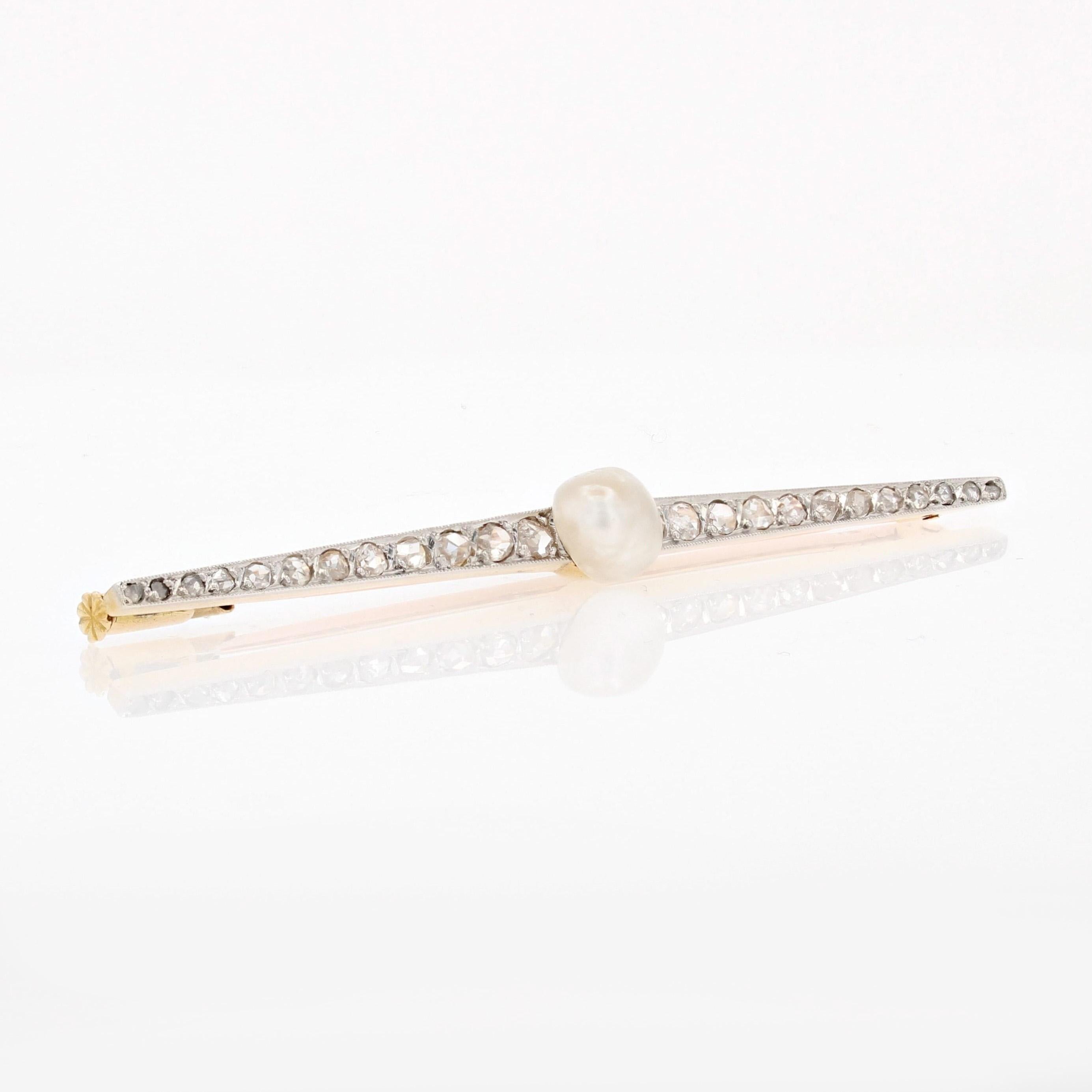 French, 19th Century Pearl Diamonds Yellow Gold Platinum Charles Templier Brooch For Sale 3