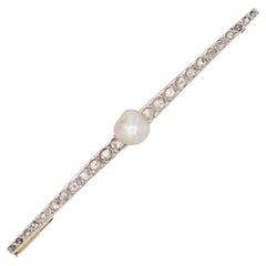 French, 19th Century Pearl Diamonds Yellow Gold Platinum Charles Templier Brooch