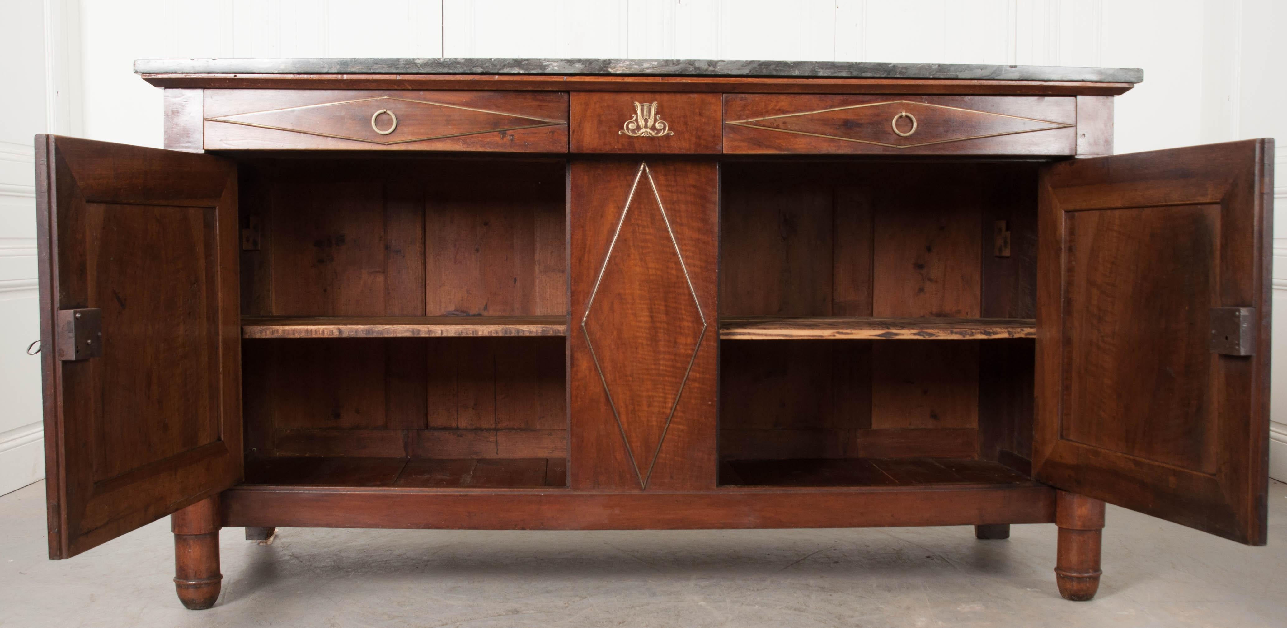 French 19th Century Period Empire Walnut Enfilade In Good Condition In Baton Rouge, LA