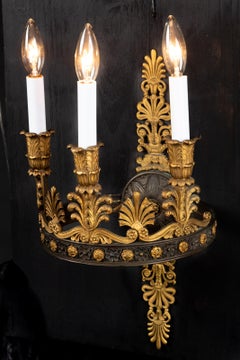 French 19th Century Period First Empire Patinated Bronze and Bronze Sconces