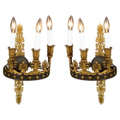 French 19th Century Period First Empire Patinated Bronze and Bronze Sconces