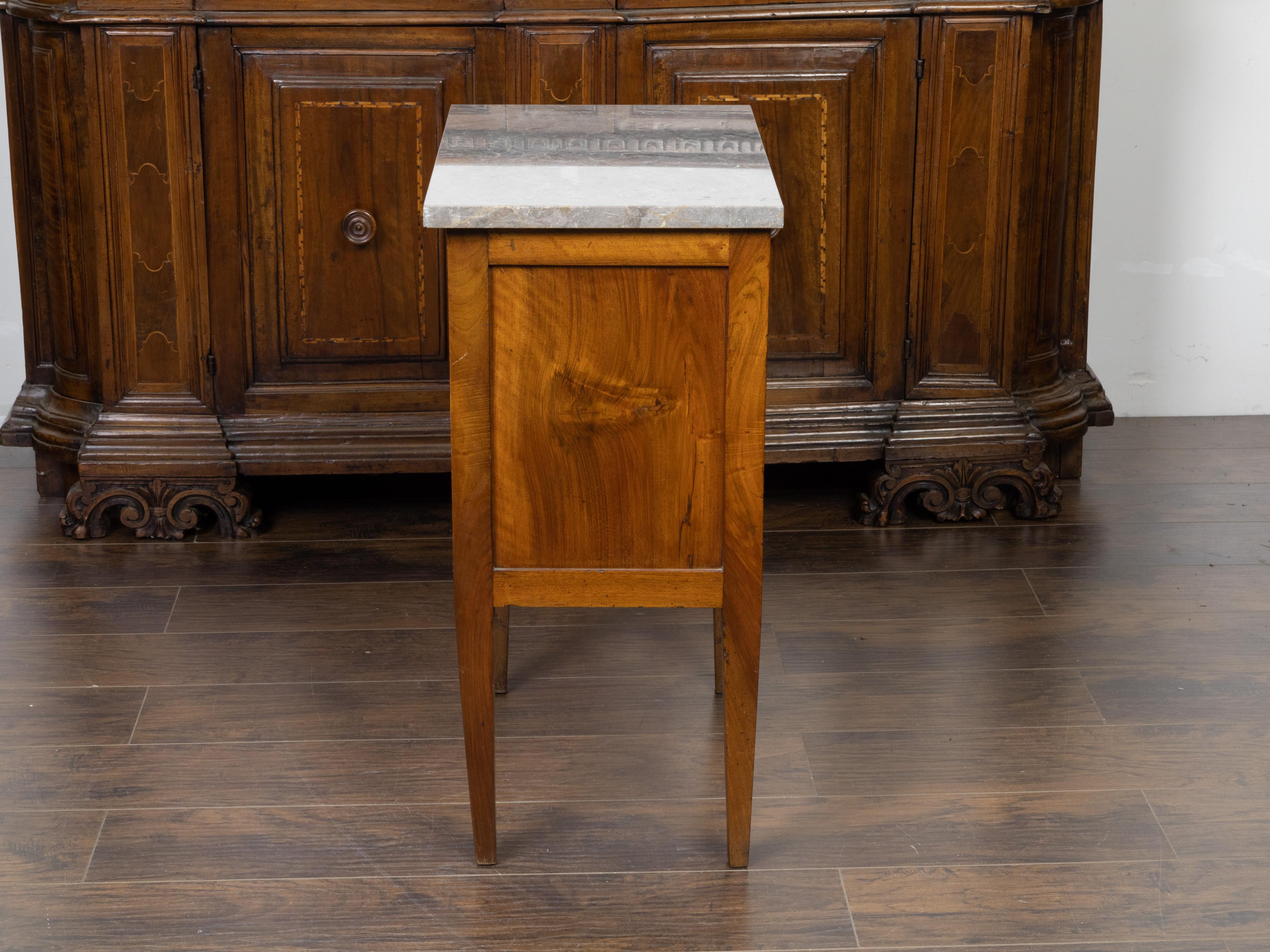 French 19th Century Petite Commode with Grey Marble Top and Two Drawers For Sale 1