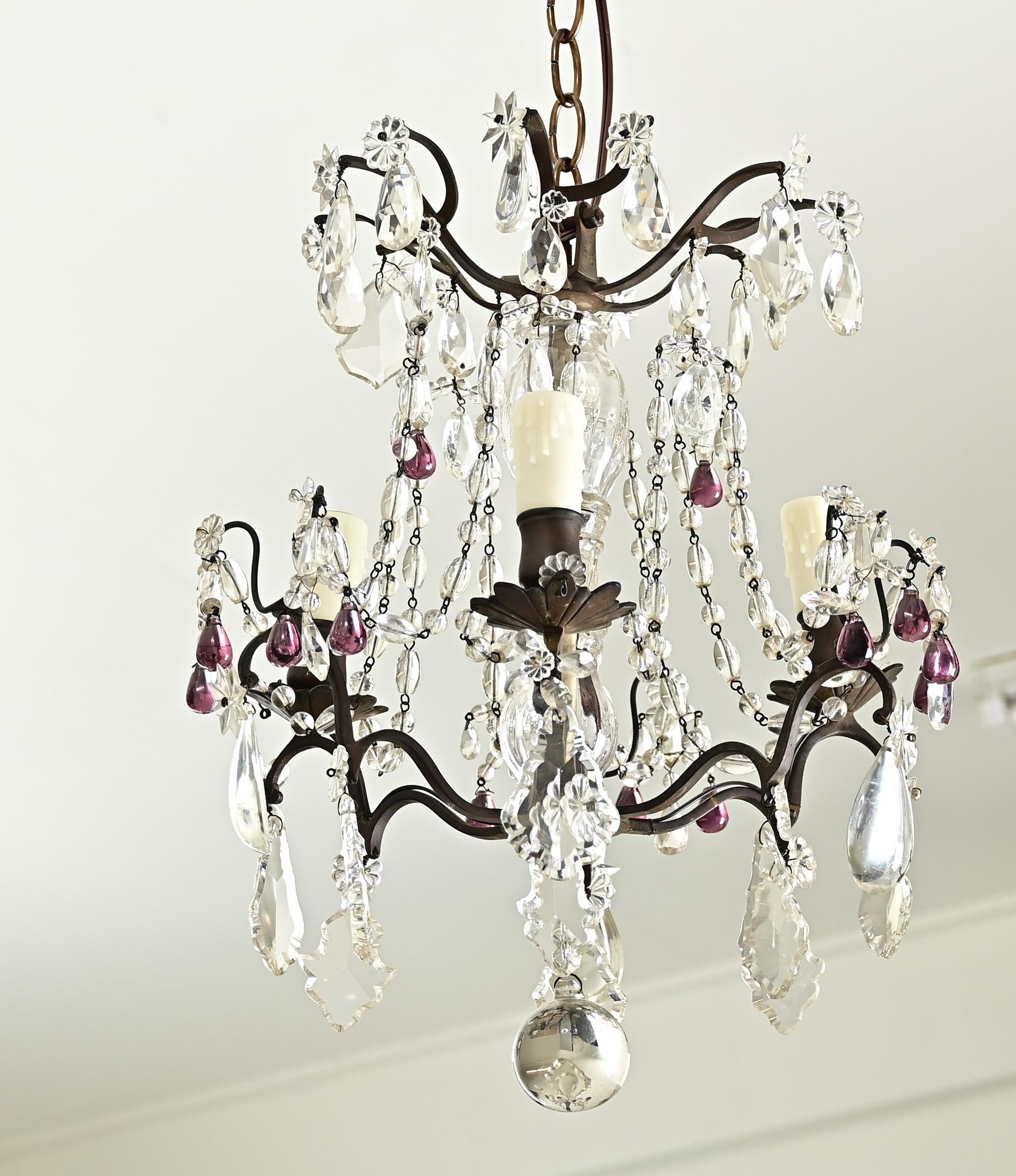 Lampadario francese in cristallo Petite del XIX secolo in vendita 3