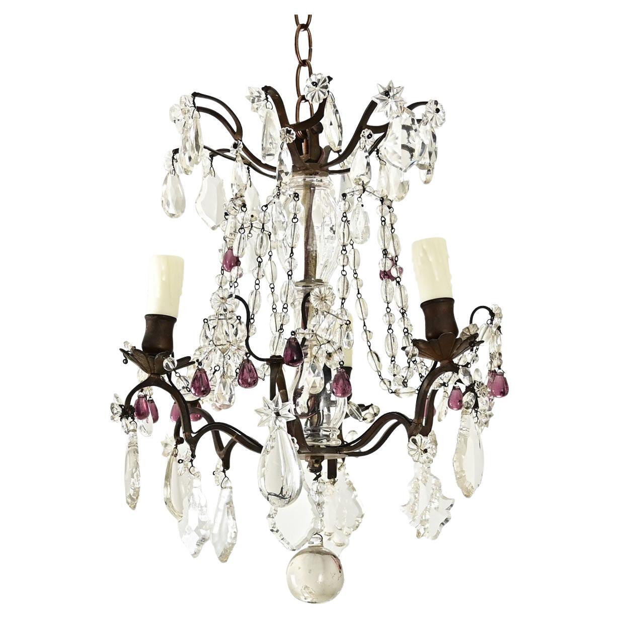 Lampadario francese in cristallo Petite del XIX secolo