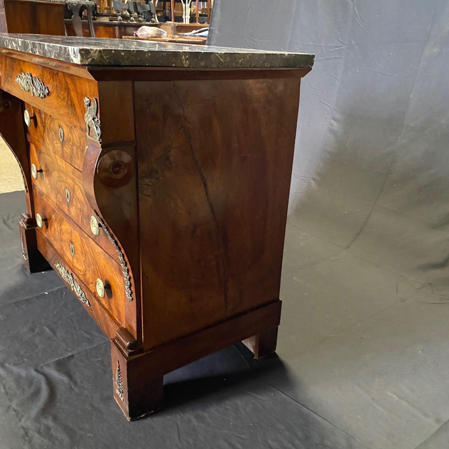 Mid-19th Century French 19th Century Petite Empire Neoclassical Mahogany Commode with Marble Top For Sale
