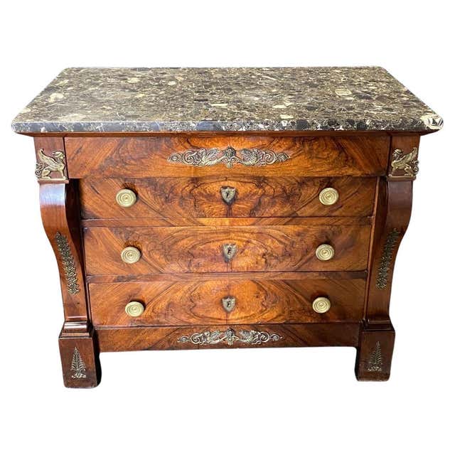 19th Century French Neoclassical Marble Top Commode or Chest of Drawers ...