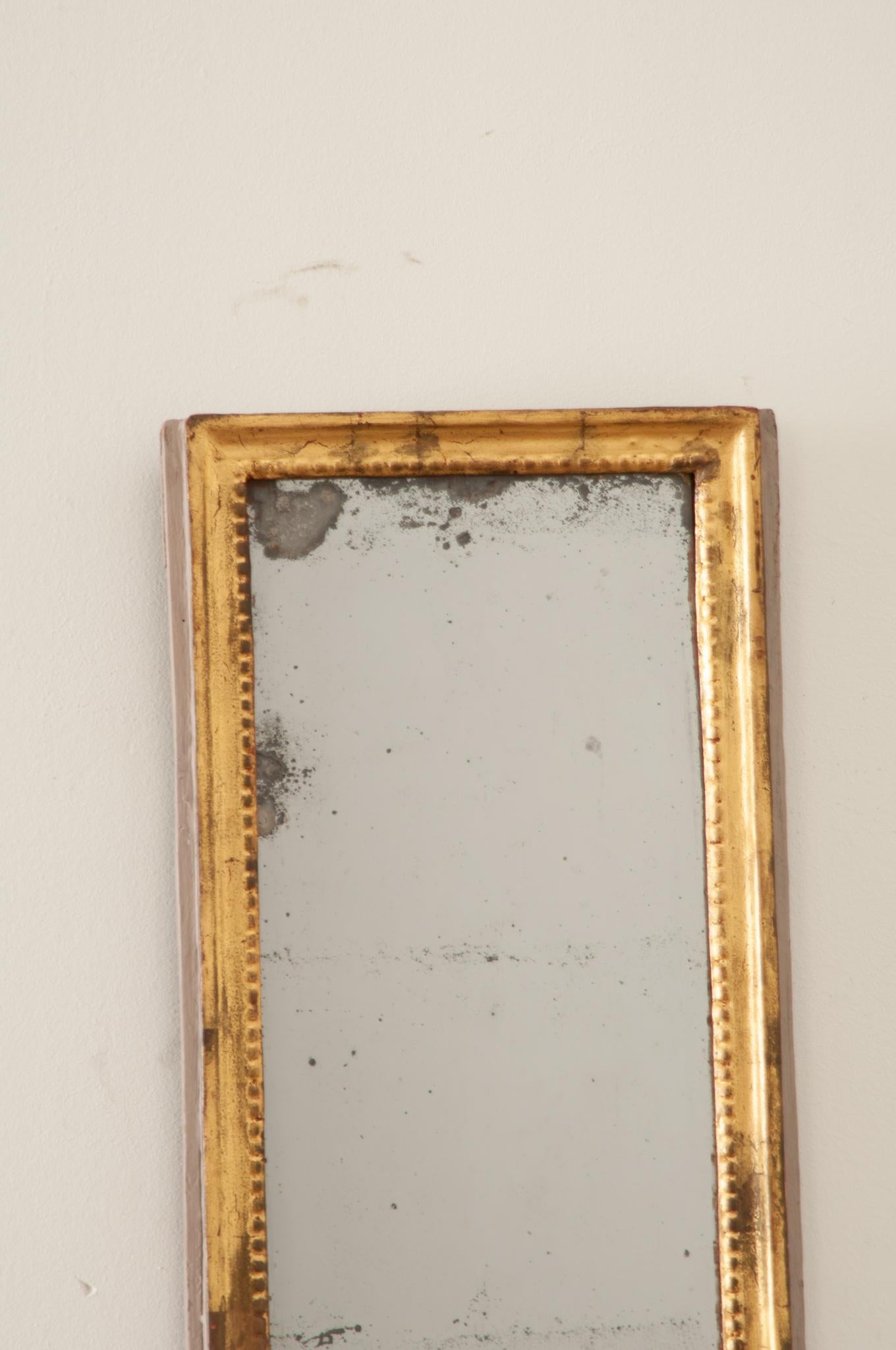 Neoclassical French 19th Century Petite Symmetrical Gilt Mirror