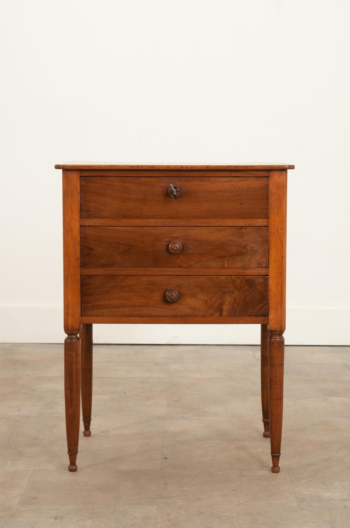 Rustic French 19th Century Petite Walnut Commode For Sale