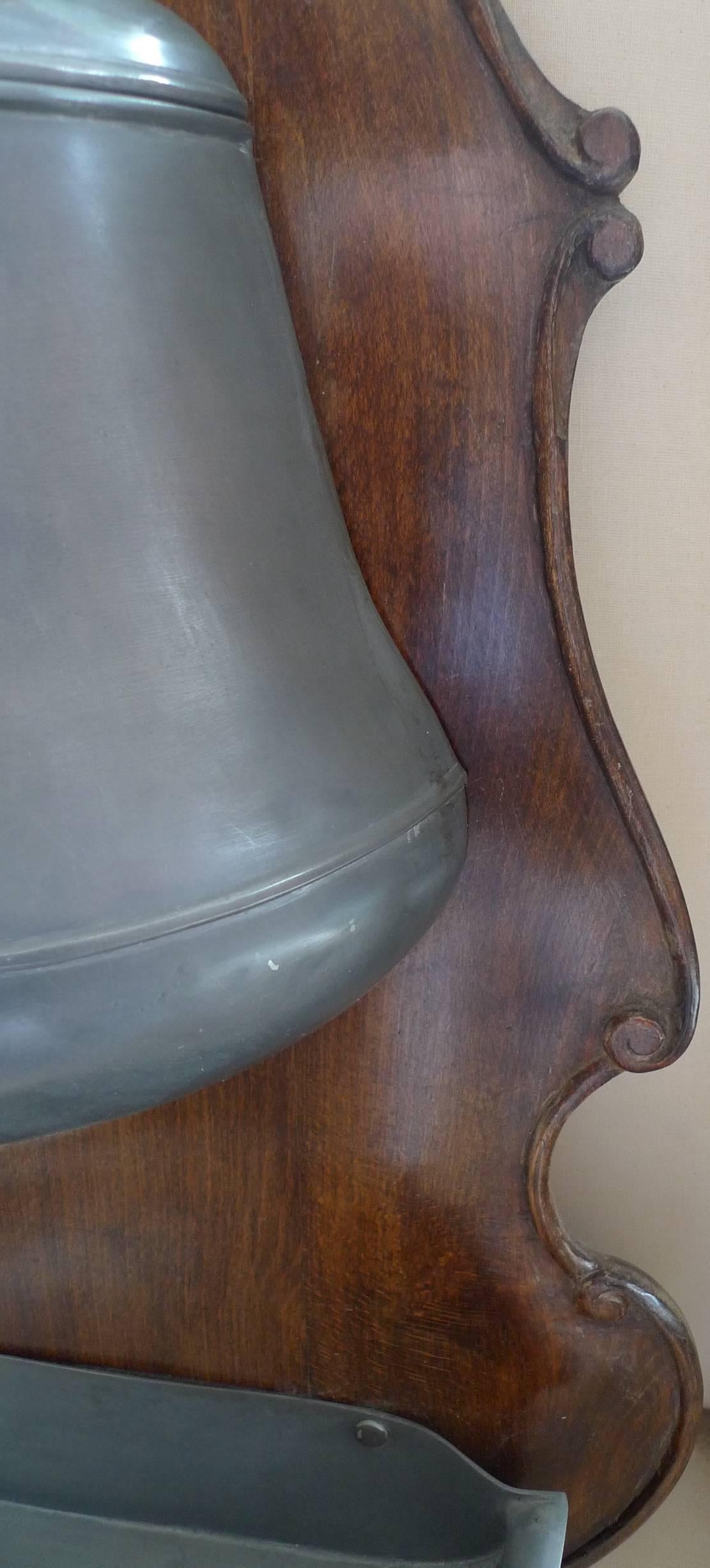 French 19th Century Pewter Lava Beau on a Stained Mahogany Base with One Tap 1
