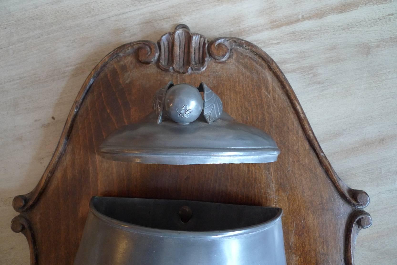 French 19th Century Pewter Lava Beau on a Stained Mahogany Base with One Tap 6
