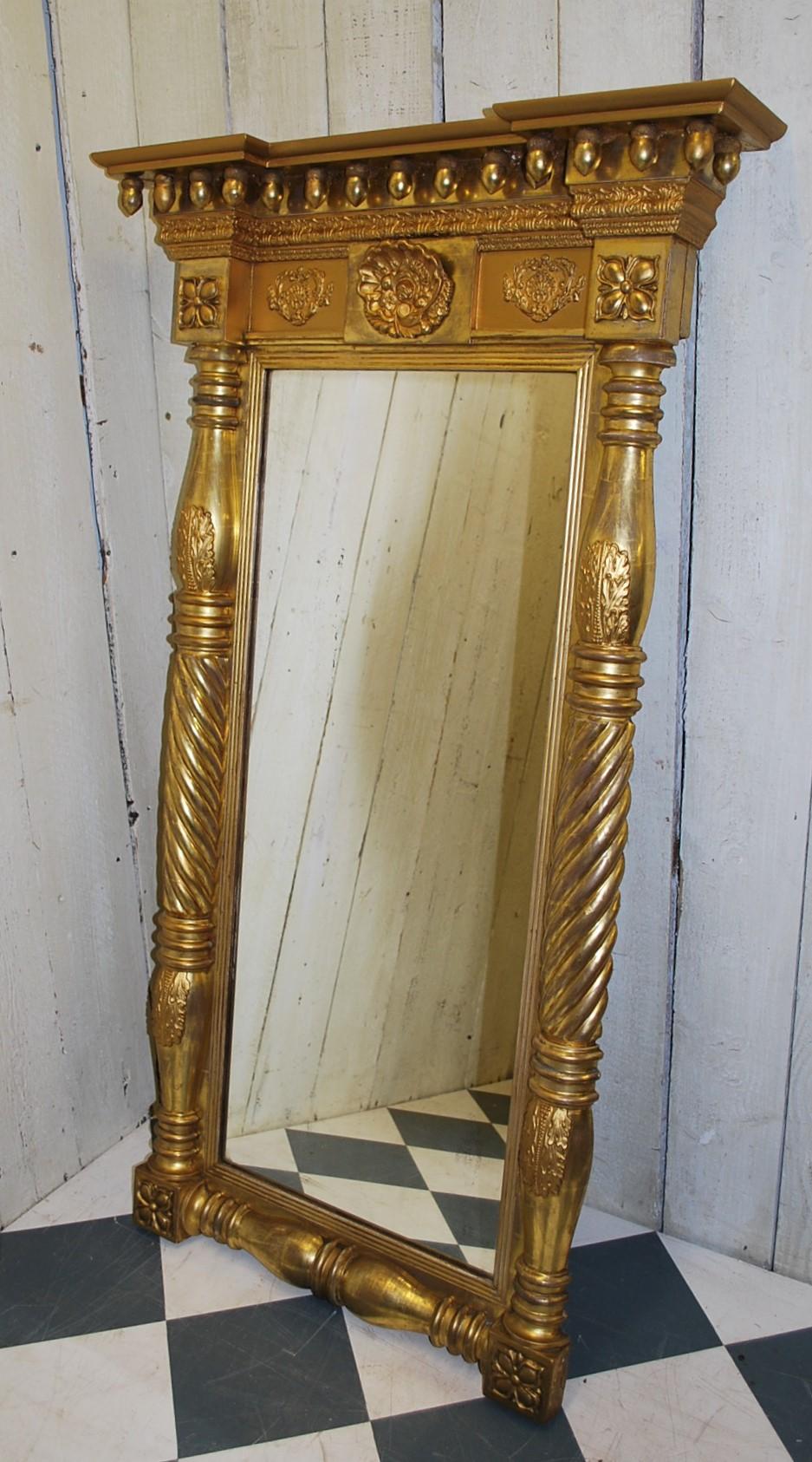 A superb quality 19th century French Pier mirror, circa 1840. Finely gilded in genuine water gilt with a beautiful surface and contrasting oil gilt decoration. Original looking glass plate with some small imperfections expected with time. Decoration