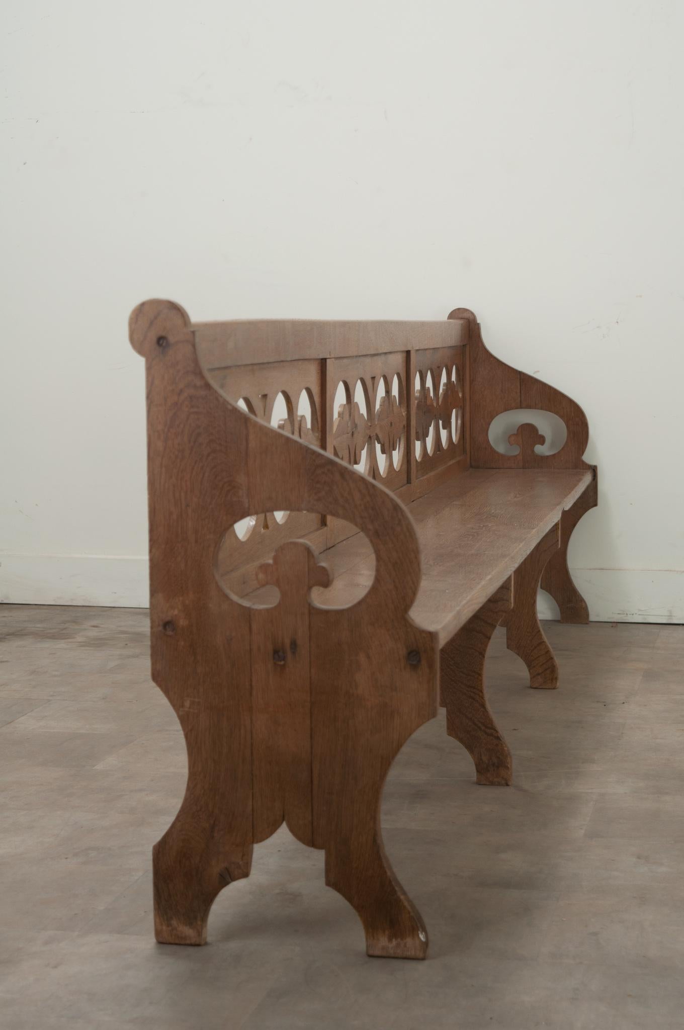 French 19th Century Pierced Oak Bench For Sale 8