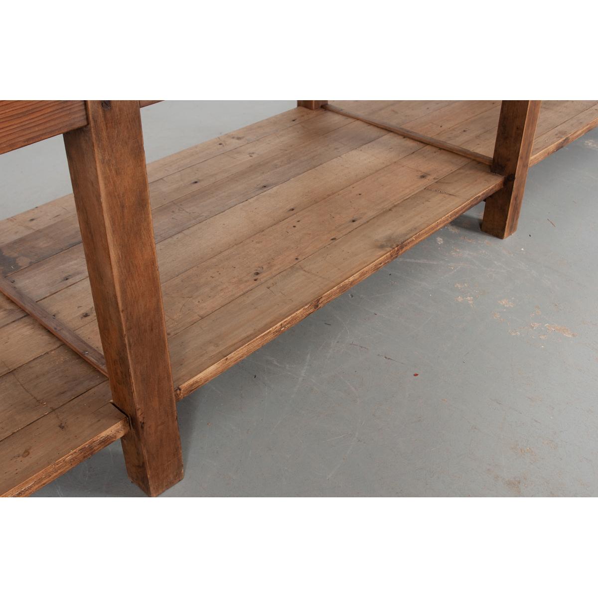Hand-Crafted French 19th Century Pine and Oak Drapers Table