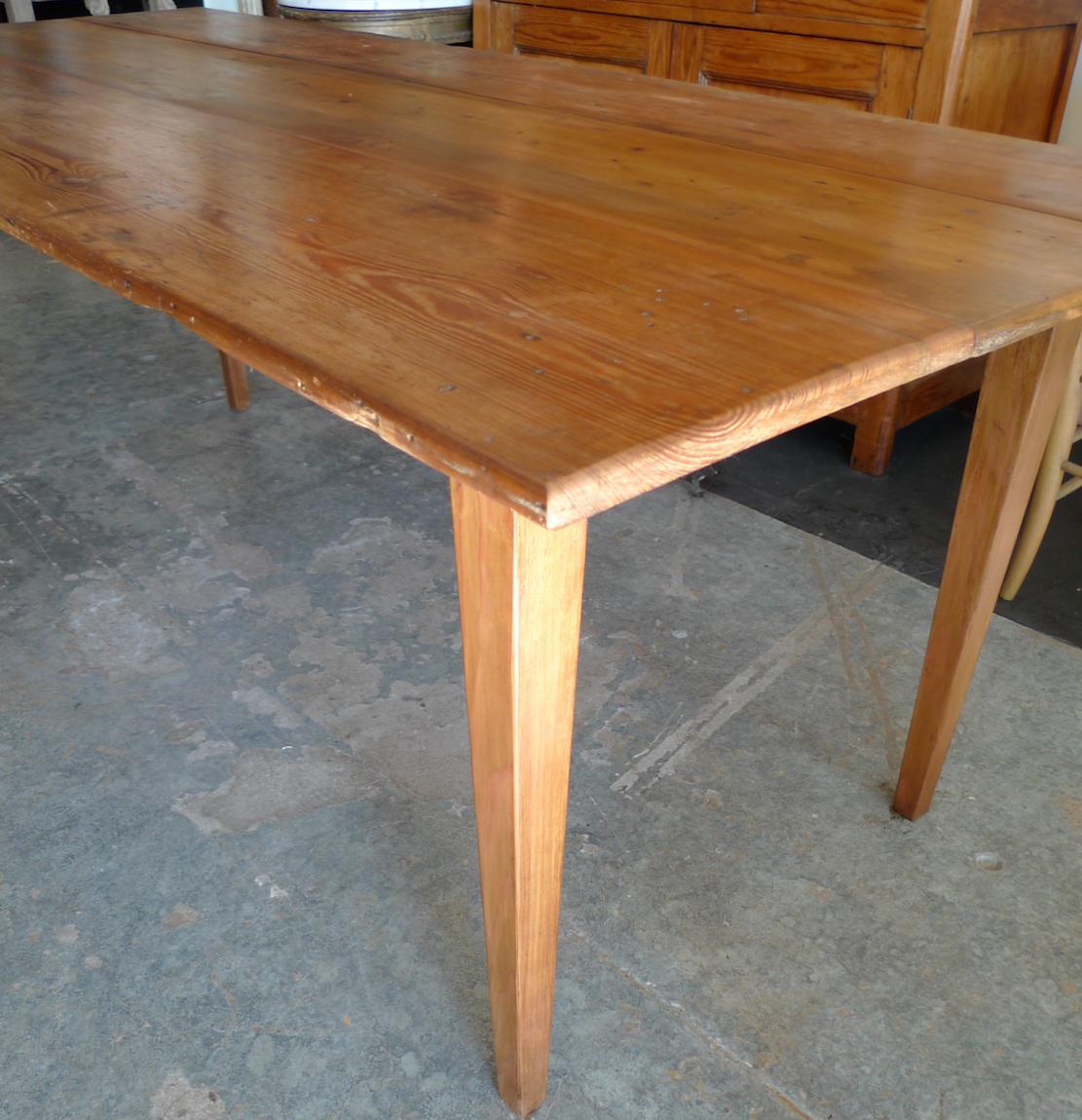 French 19th Century Pine Country Farm House Dining Table 1