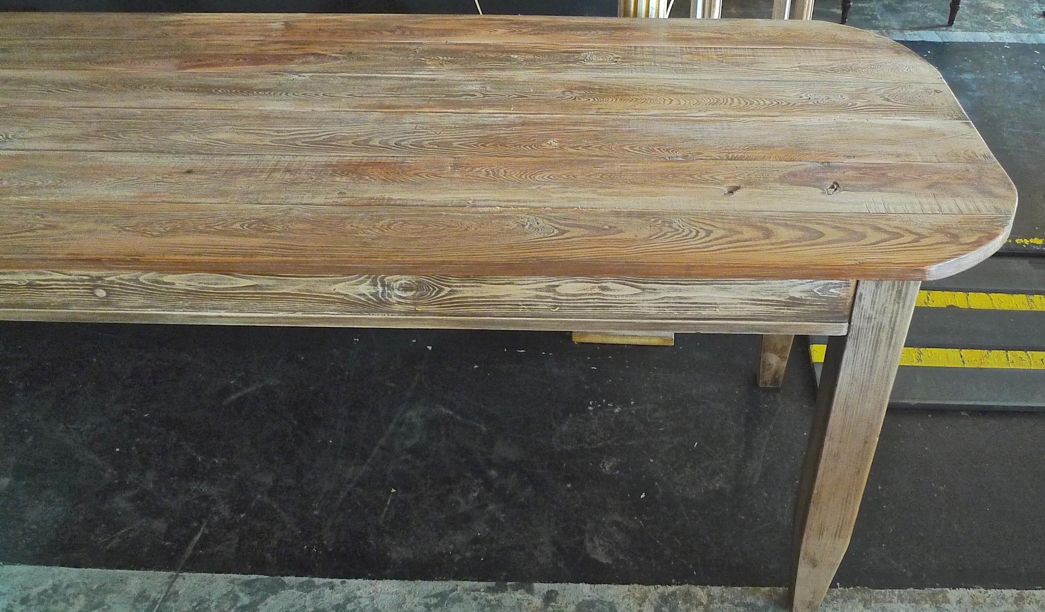 French 19th Century Pine Country Farmhouse Table. In Distressed Condition In Santa Monica, CA