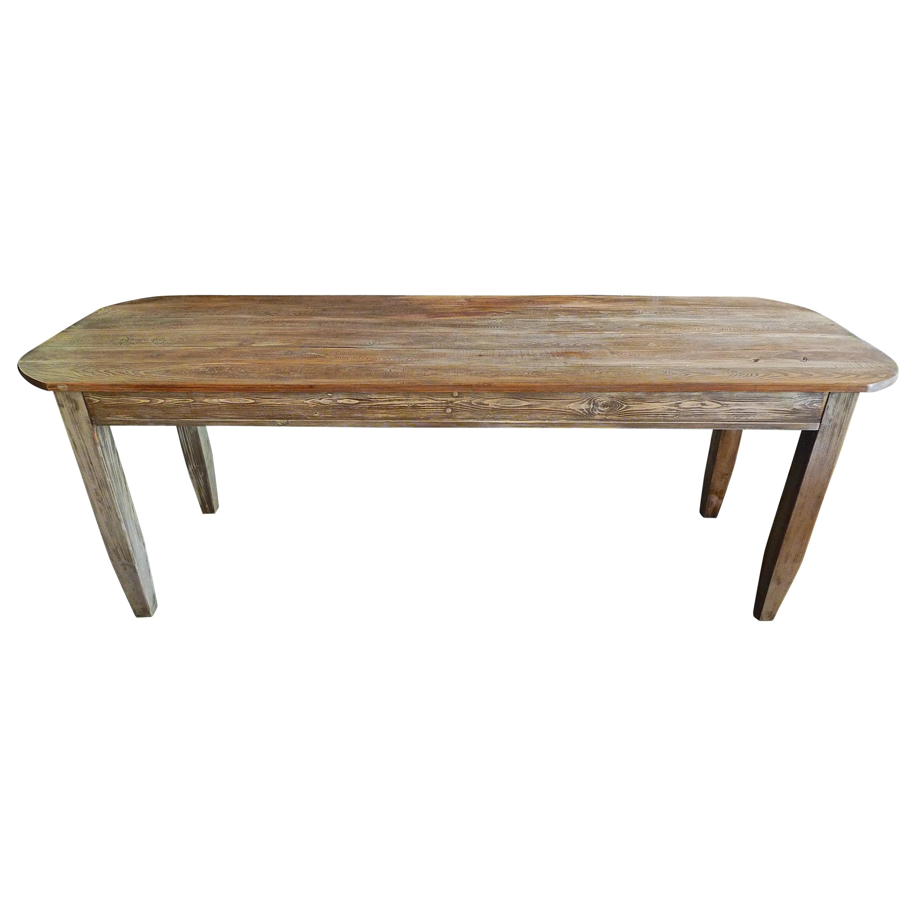 French 19th Century Pine Country Farmhouse Table.