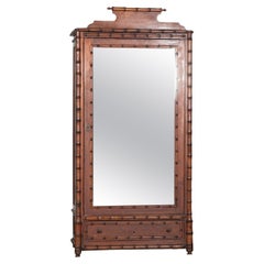 French 19th Century Pine Faux Bamboo Armoire