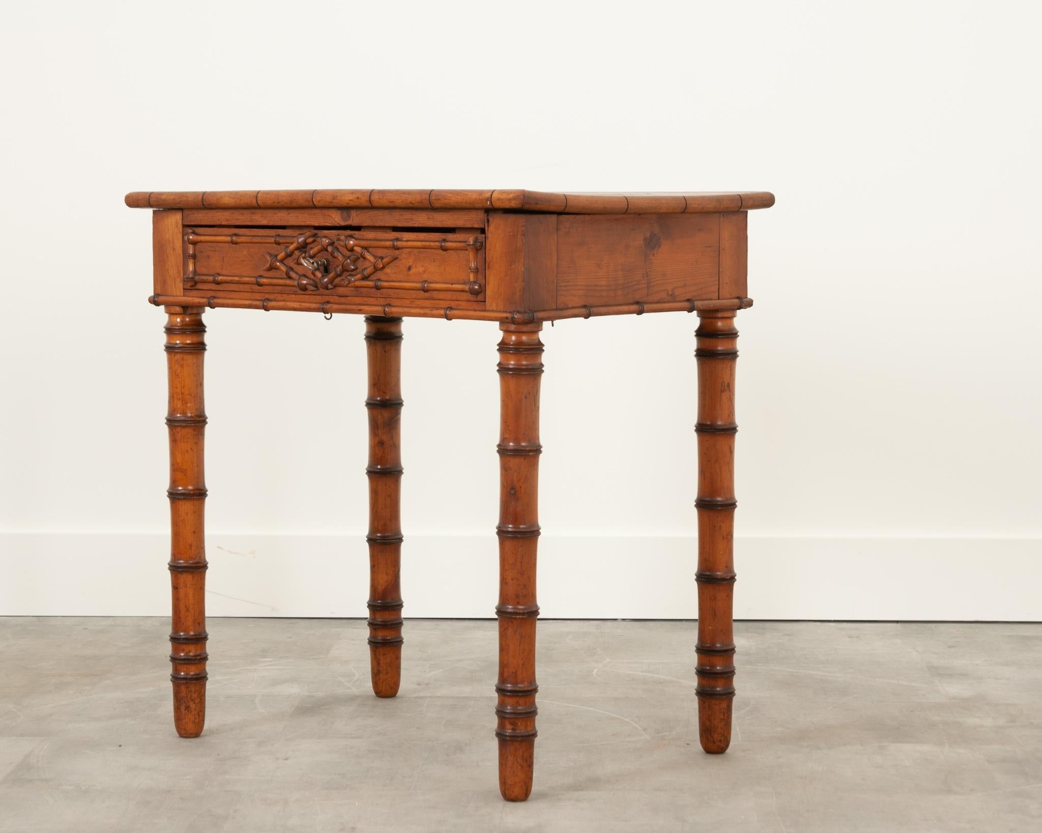 French, 19th Century Pine Faux Bamboo Table For Sale at 1stDibs
