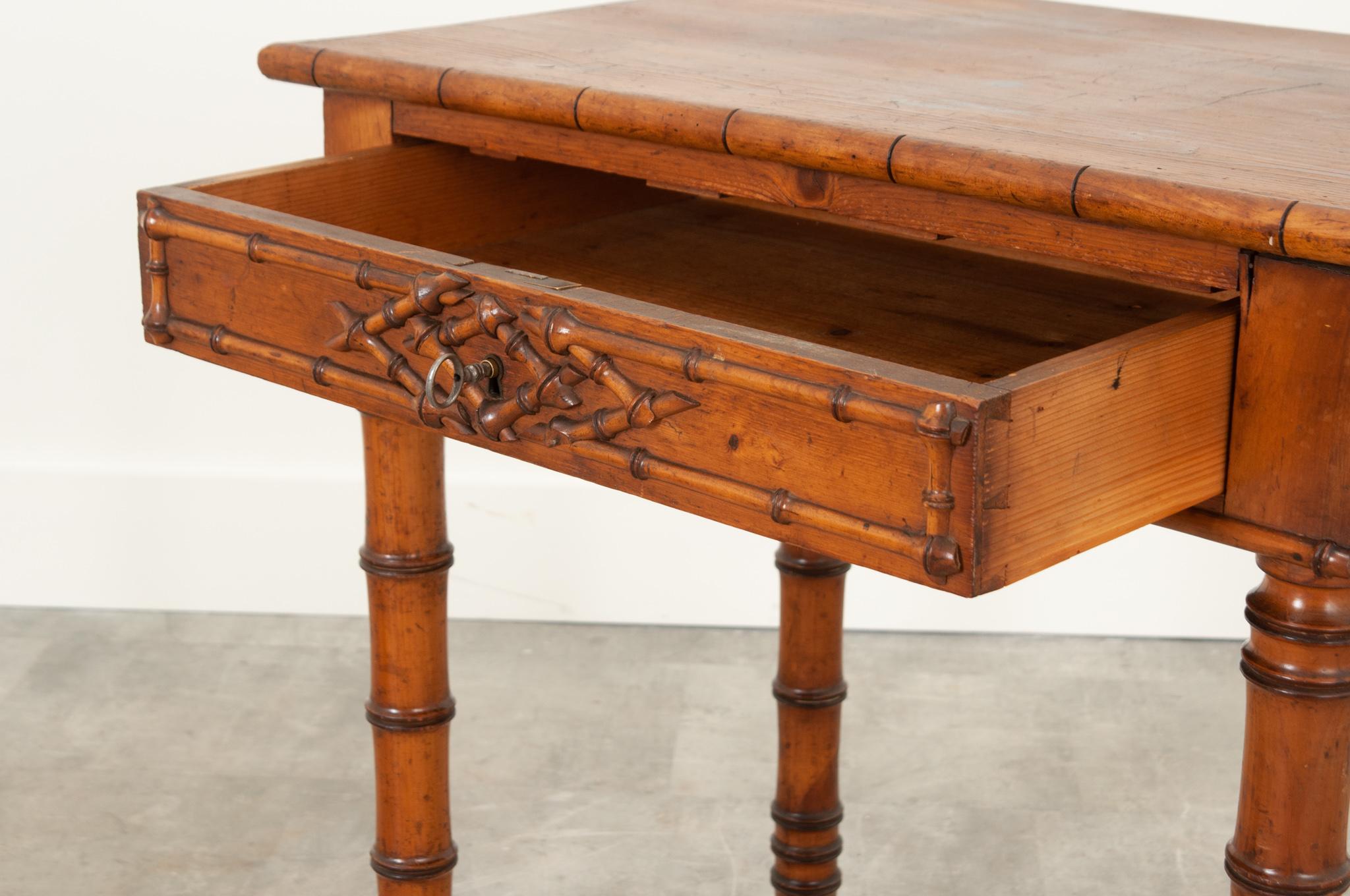 Wood French, 19th Century Pine Faux Bamboo Table