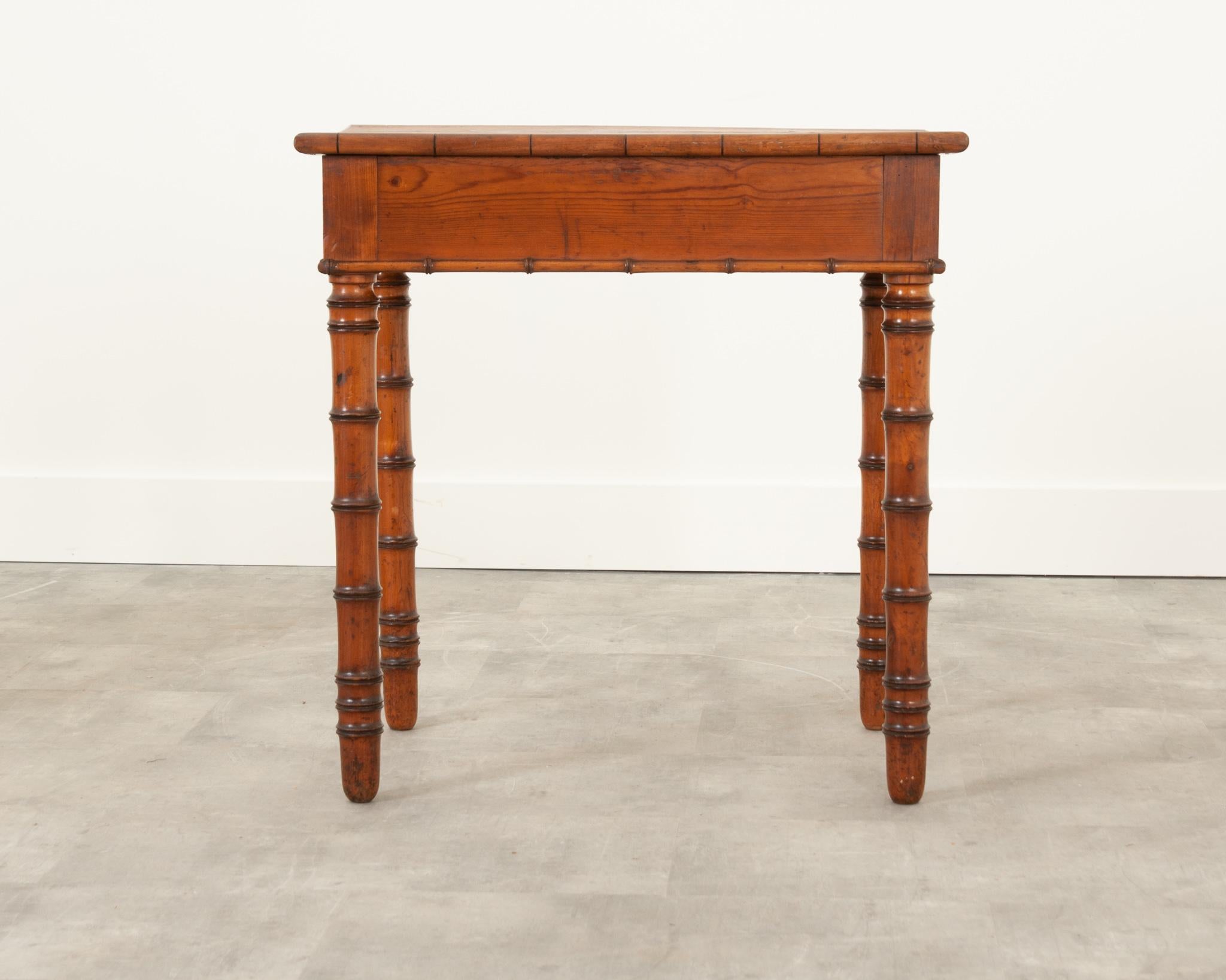 French, 19th Century Pine Faux Bamboo Table 1