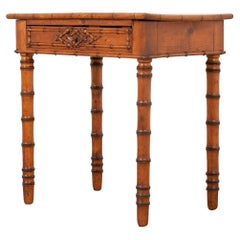 French, 19th Century Pine Faux Bamboo Table