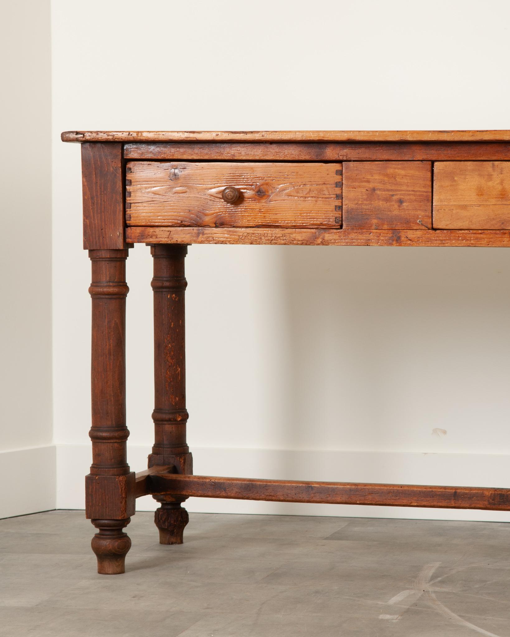 Hand-Crafted French, 19th Century, Pine Table