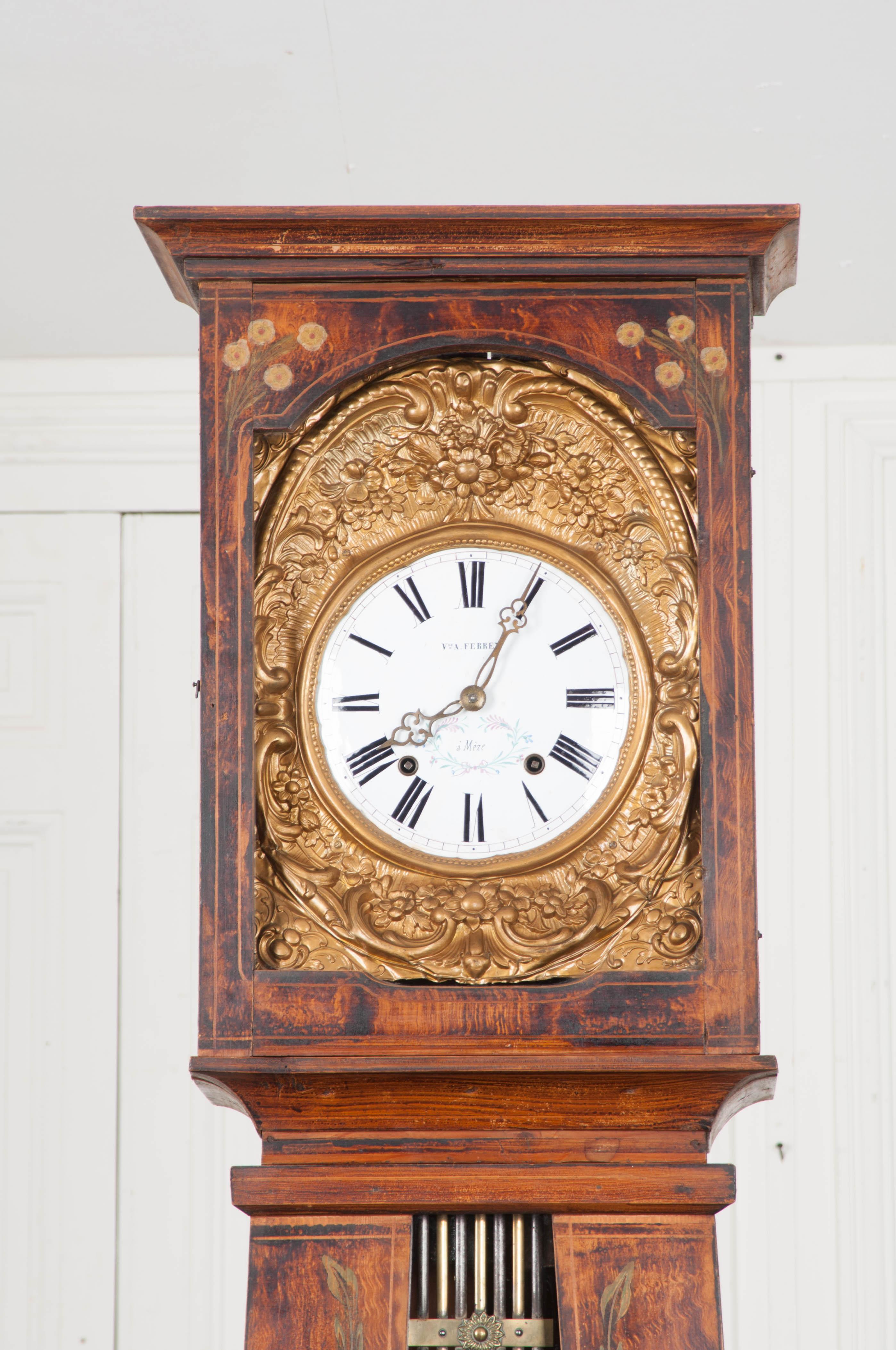 Faux Bois French 19th Century Pine Tall Case Clock