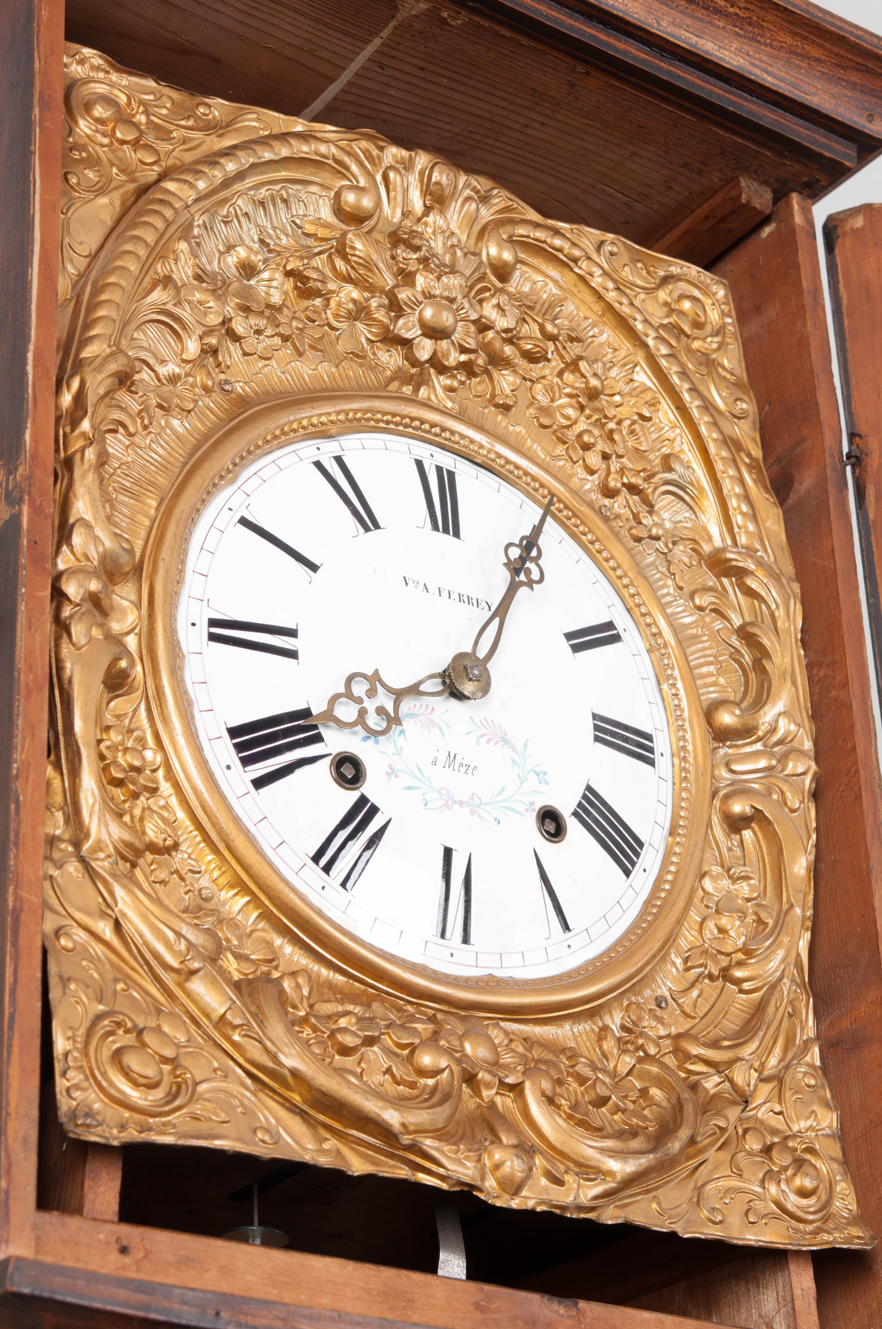 French 19th Century Pine Tall Case Clock In Good Condition In Baton Rouge, LA