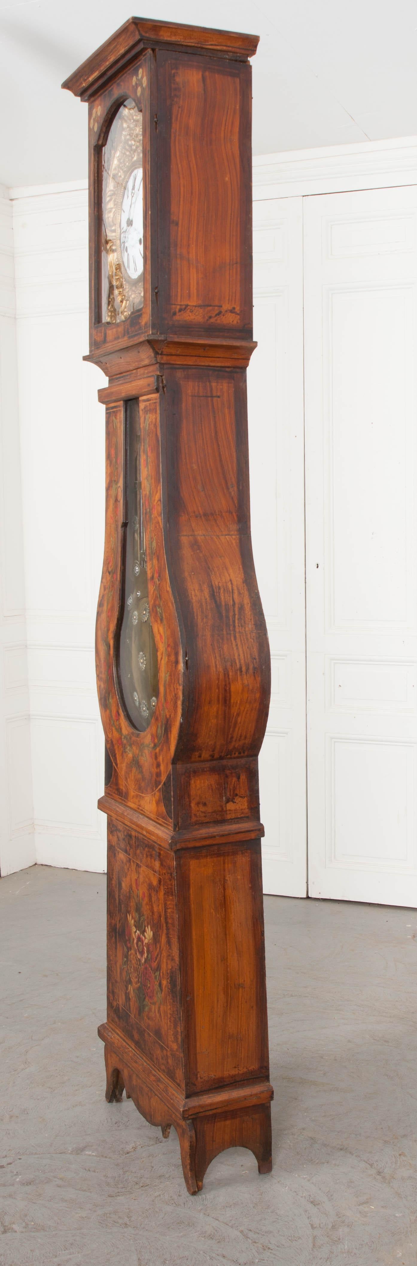 French 19th Century Pine Tall Case Clock 4