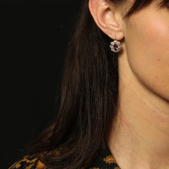 French 19th Century Pink Sapphires Diamonds 18 Karat Rose Gold Daisy Earrings