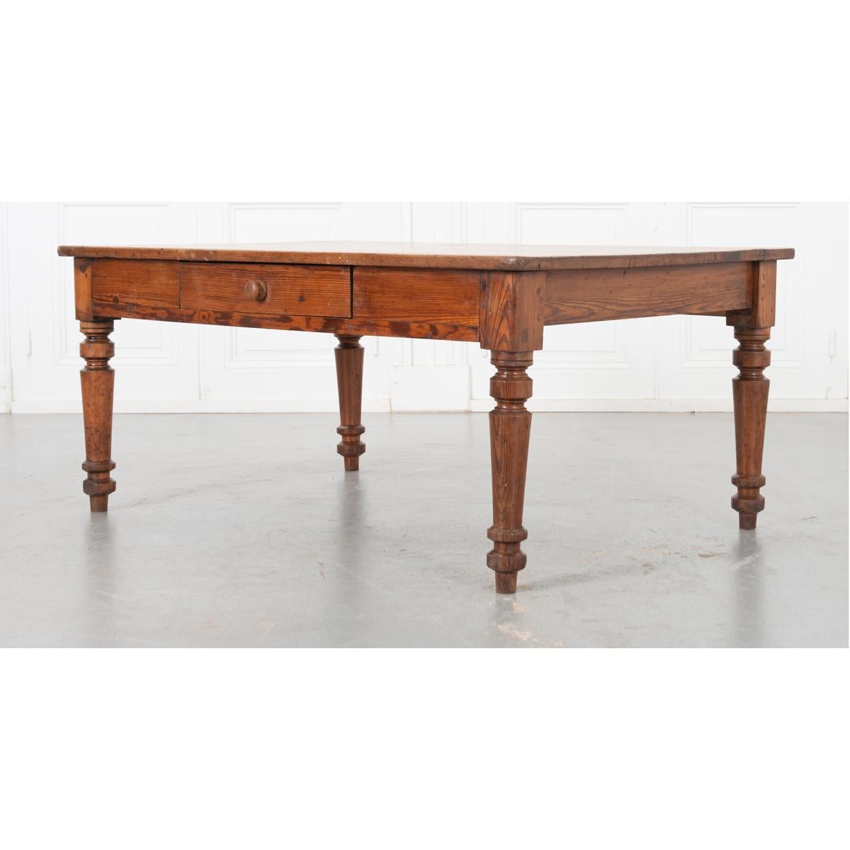 Painted French 19th Century Pitch Pine Coffee Table