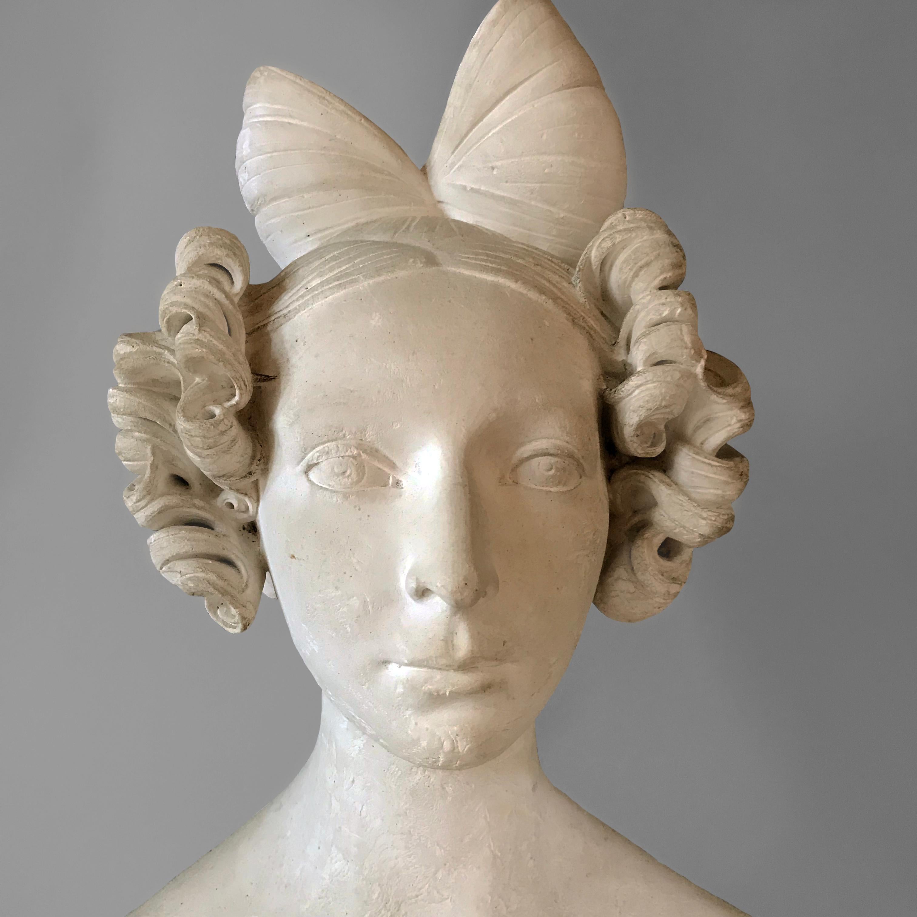 French 19th Century Plaster Bust Of A Lady For Sale 1
