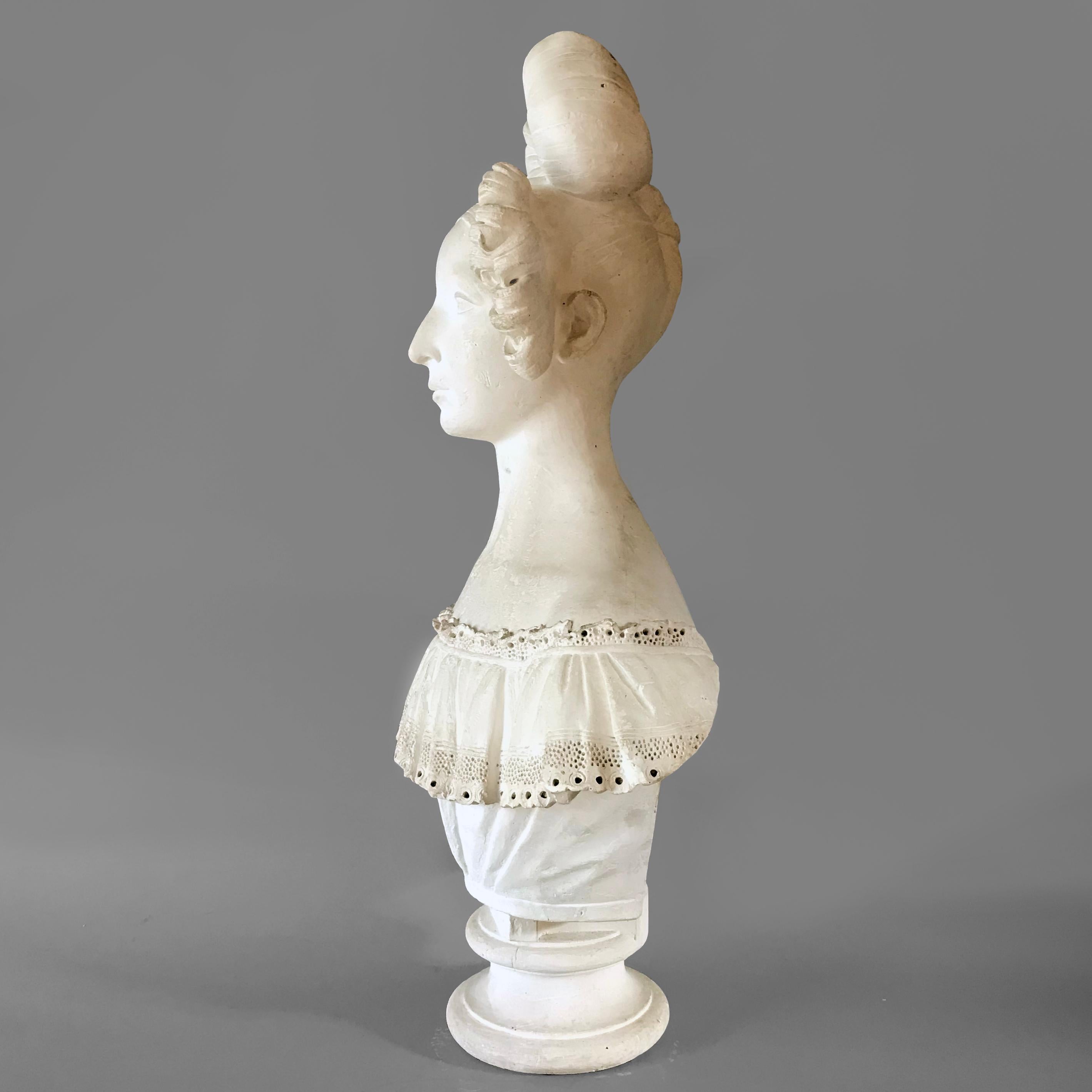 French 19th Century Plaster Bust Of A Lady For Sale 2