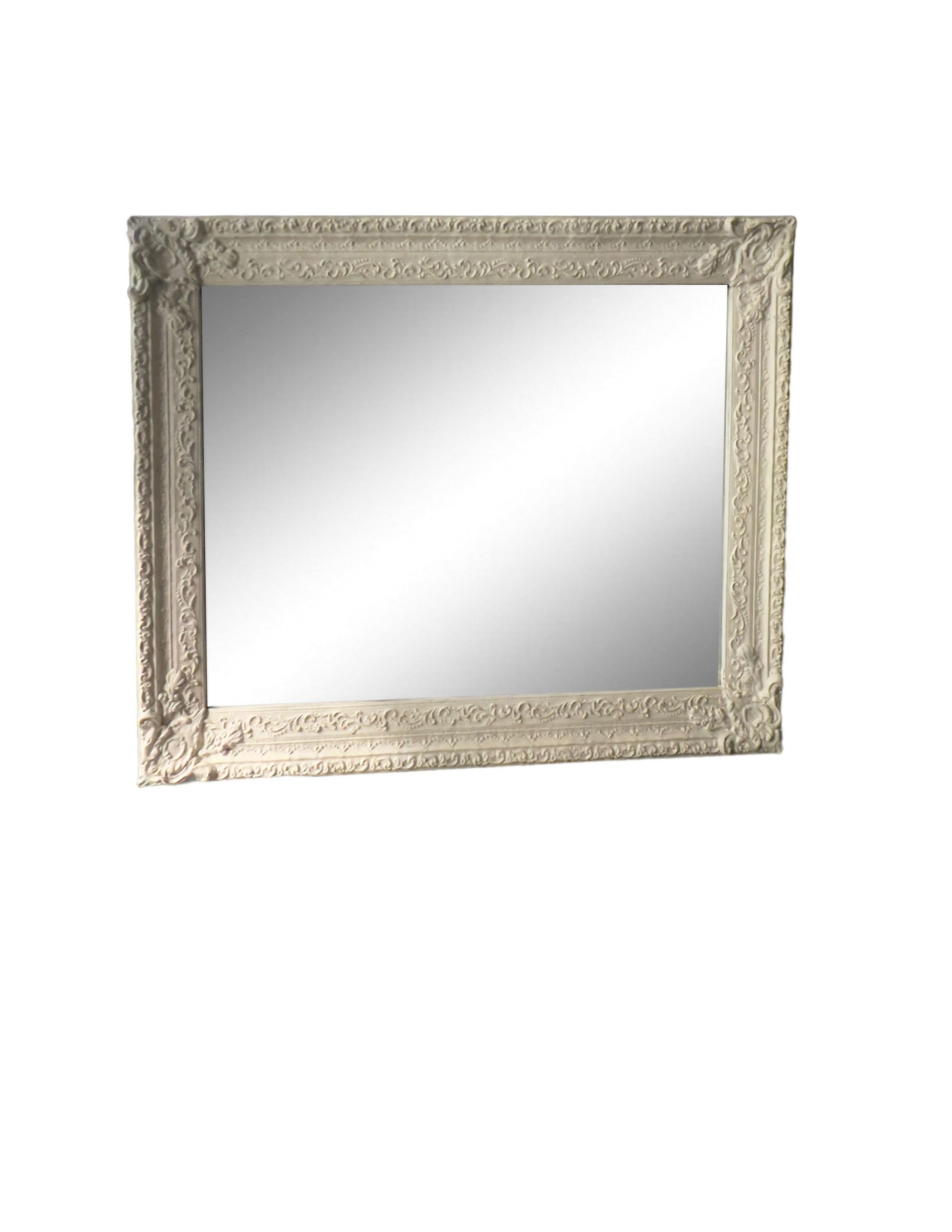 French 19th Century Plaster Mirror with White Paint For Sale 2