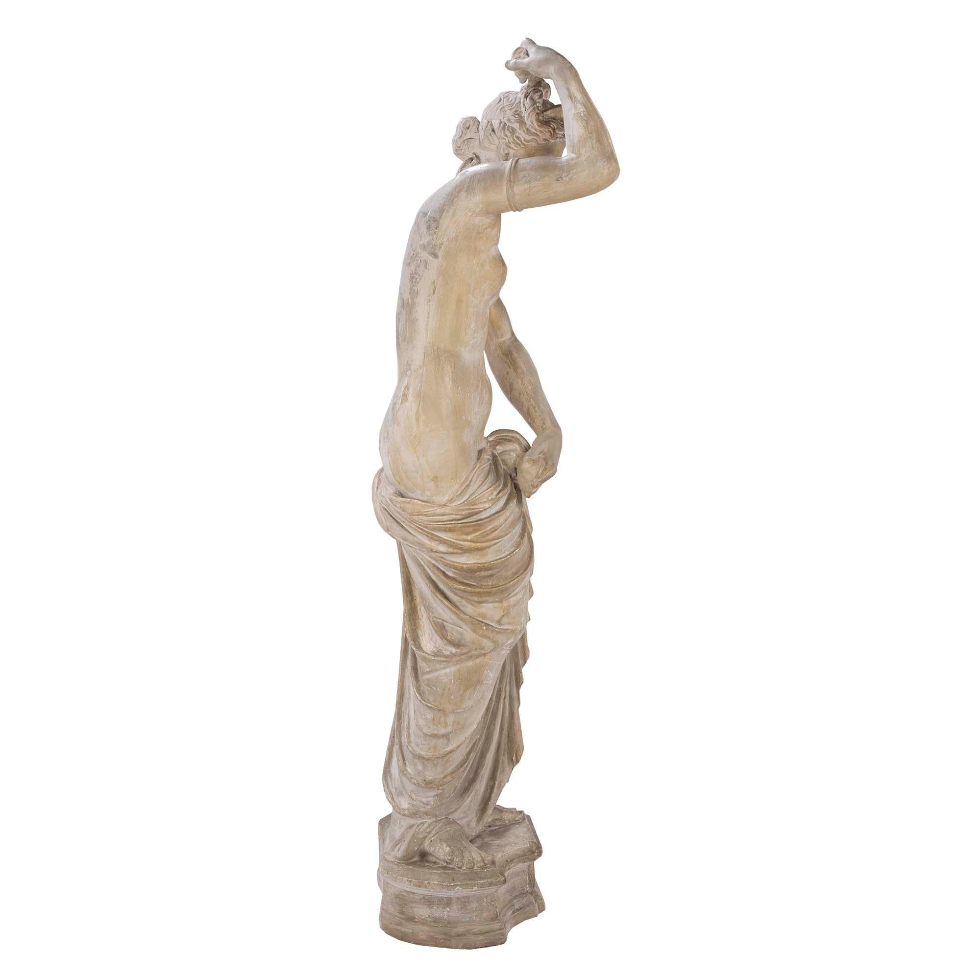 French 19th Century Plaster Neoclassical Style Statue of a Maiden In Good Condition For Sale In West Palm Beach, FL