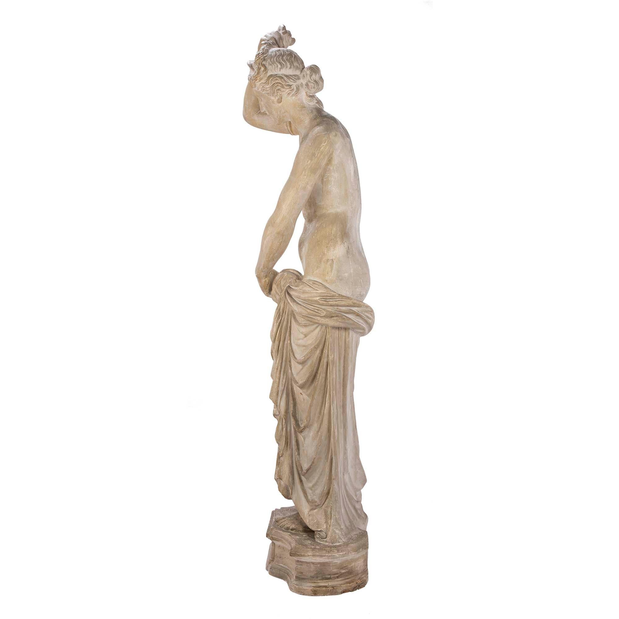 Marble French 19th Century Plaster Neoclassical Style Statue of a Maiden For Sale