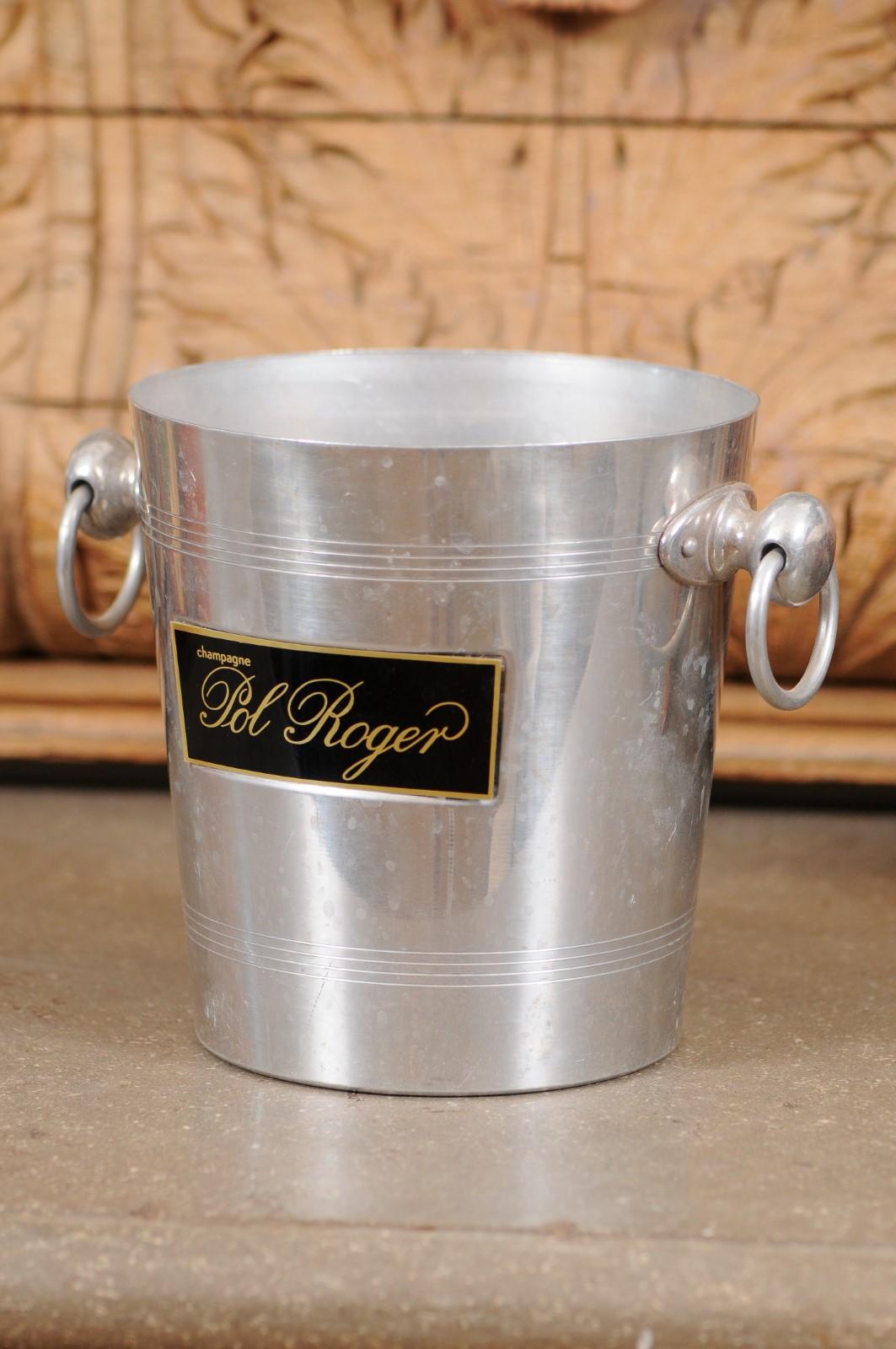 French 19th Century Pol Roger Champagne Bucket with Black and Gold Label 5